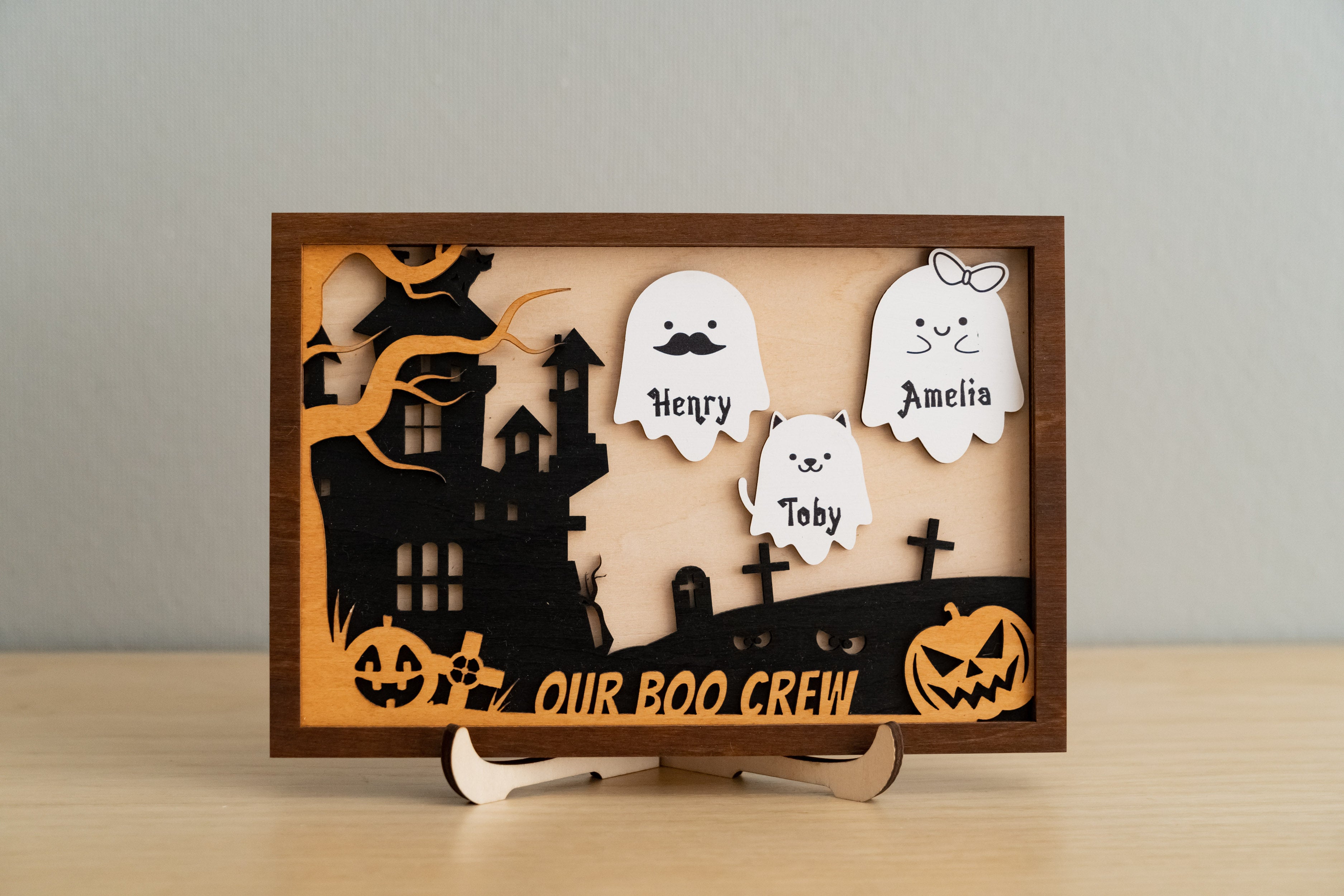 Personalized Wooden Halloween Table Decoration for a Spooky Touch