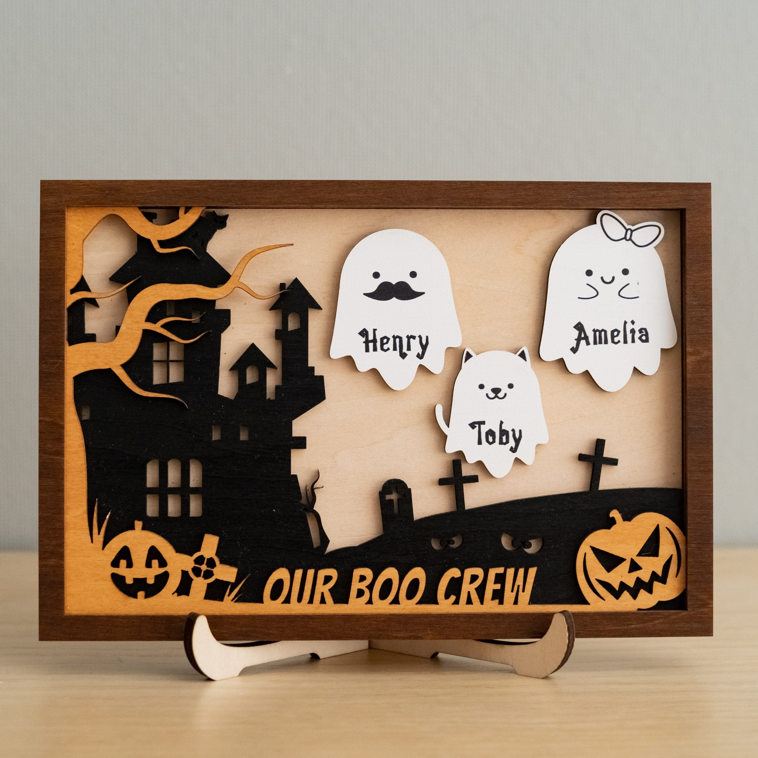 Personalized Wooden Halloween Table Decoration for a Spooky Touch