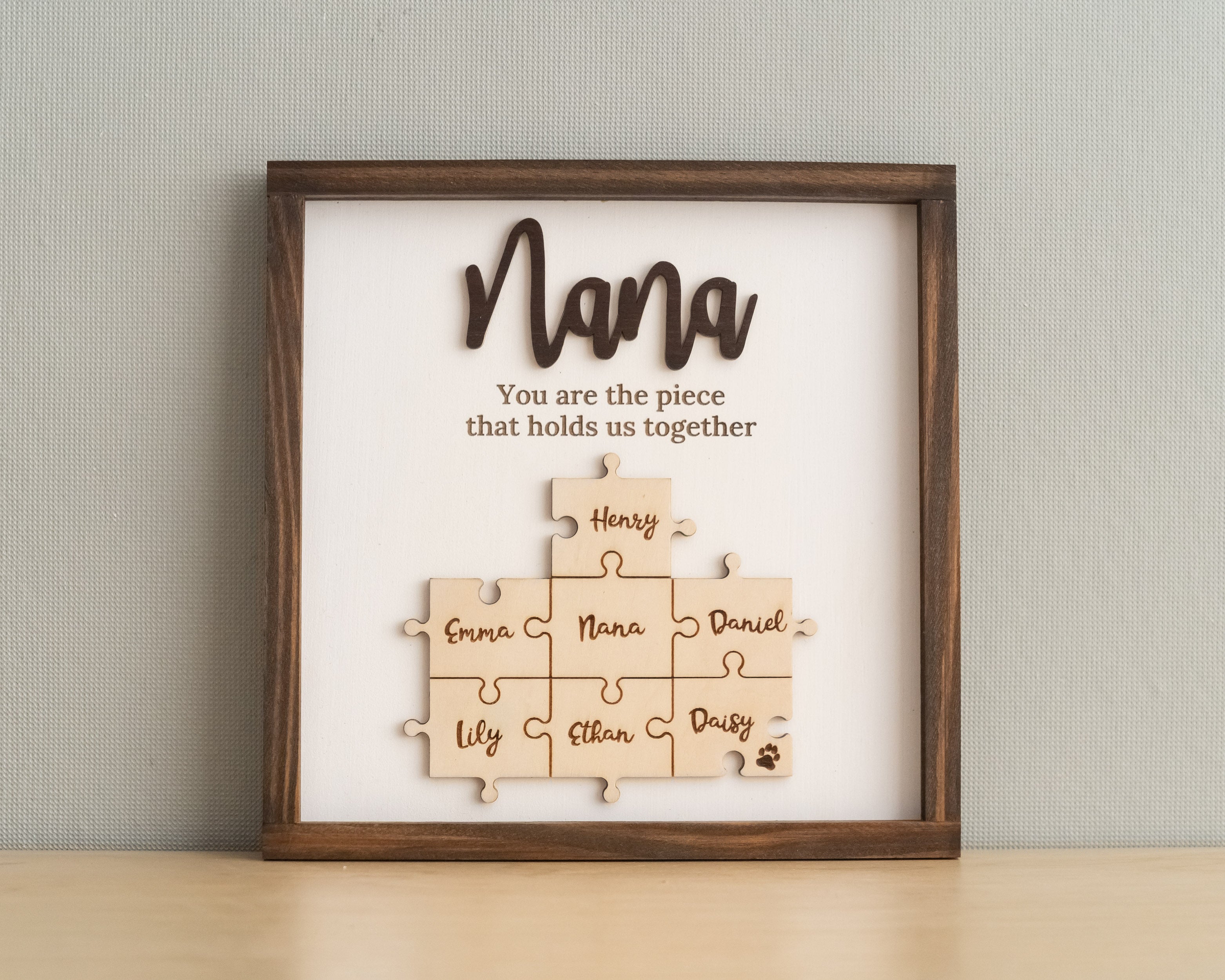 Personalized Wooden Puzzle Frame for Mom Wood for Family Gifts J29