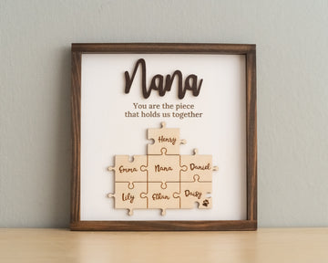 Personalized Wooden Puzzle Frame for Mom Wood for Family Gifts J29