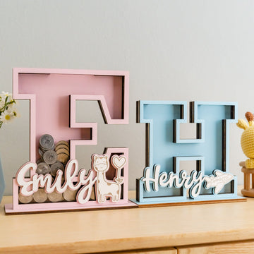 Custom Letter Piggy Bank for Kids Room or Gift Use