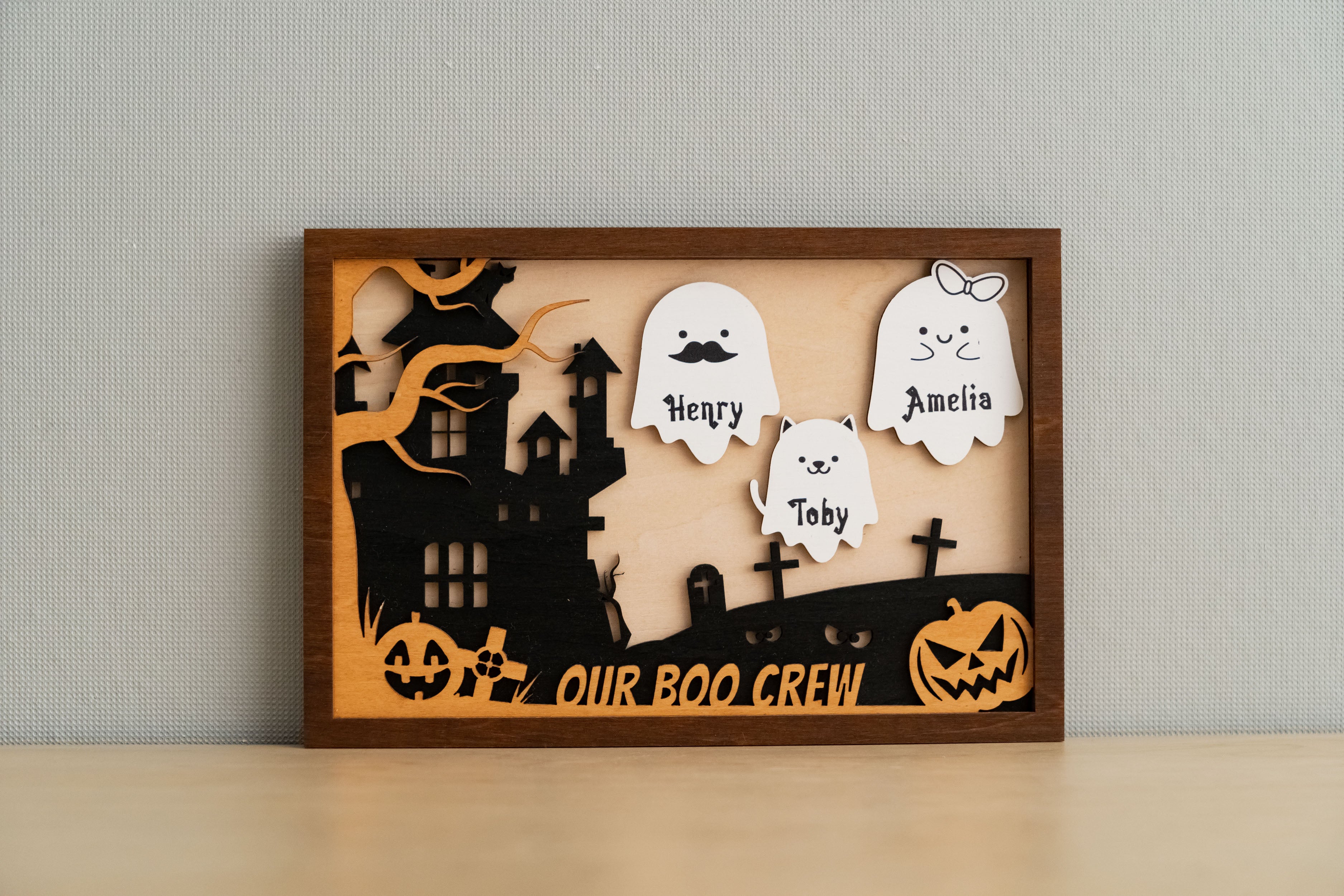 Customized Wooden Halloween Table Accent for a Spooky Celebration