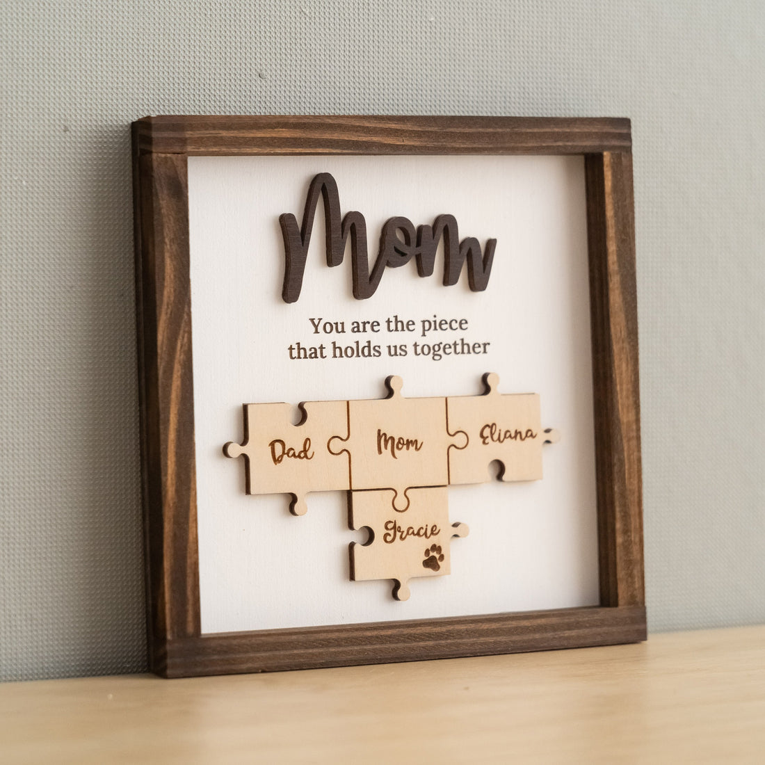 Personalized Wooden Puzzle Frame for Mom for Custom Gifts and Family Decor J29