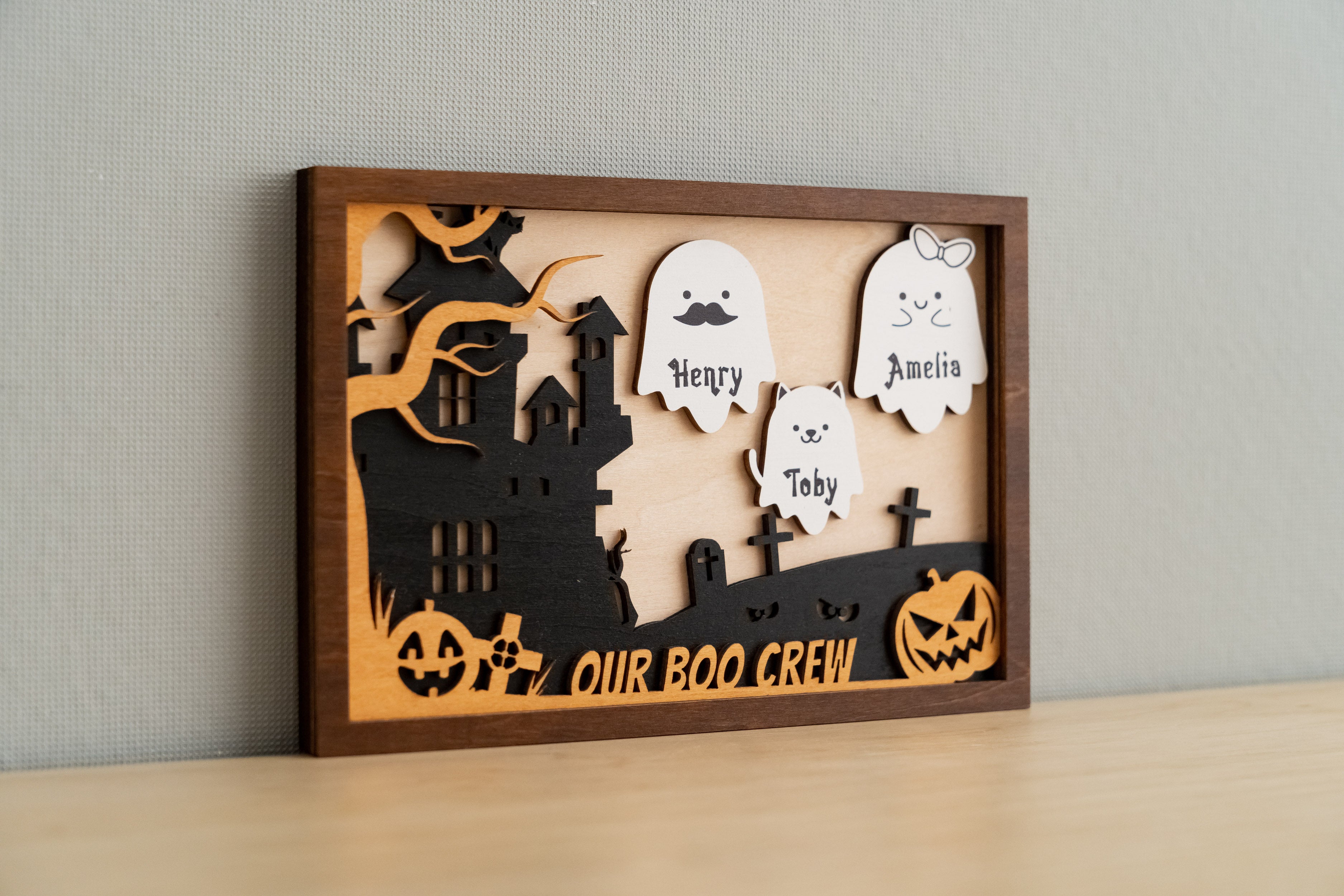 Personalized Wooden Halloween Table Decoration for a Spooky Touch