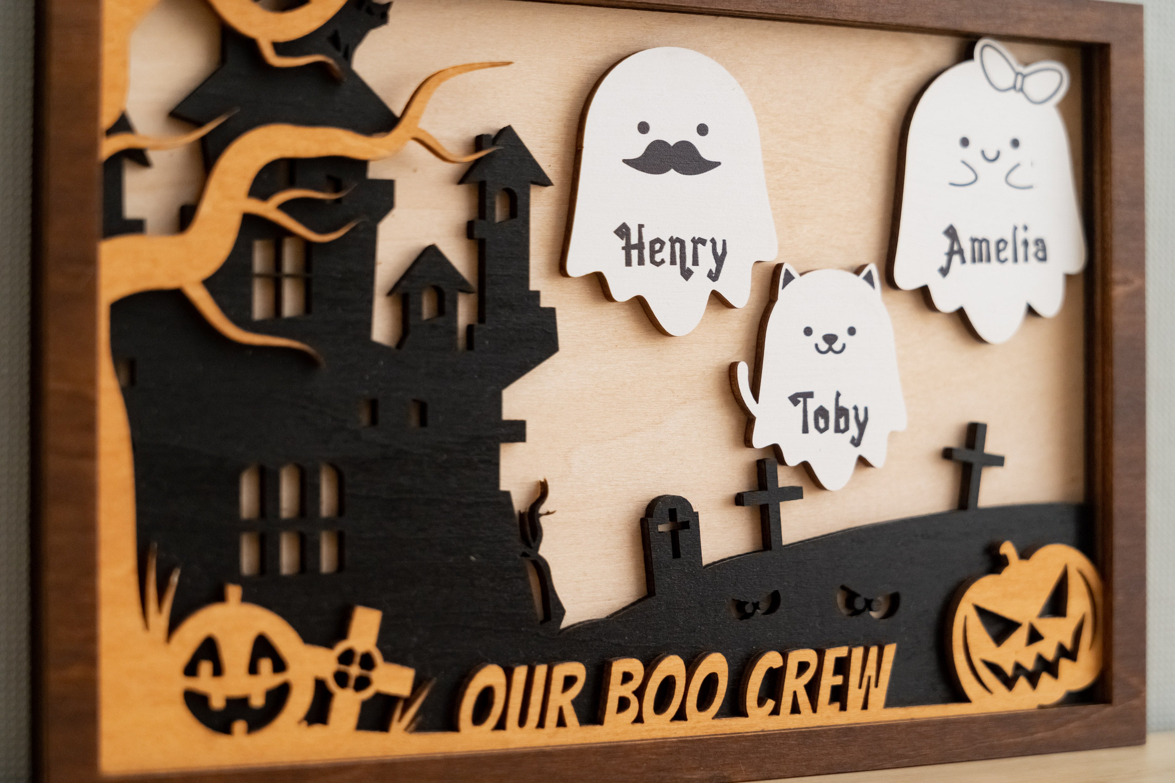 Personalized Wooden Halloween Table Decoration for a Spooky Touch