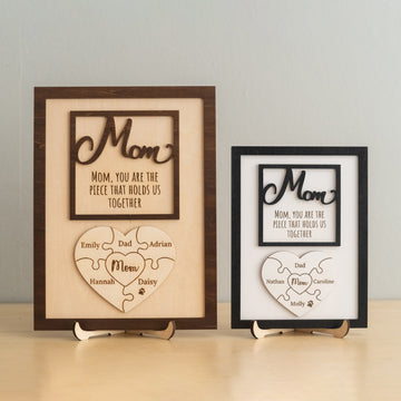 Personalized Wooden Puzzle Frame for Mom Wood Sign E82