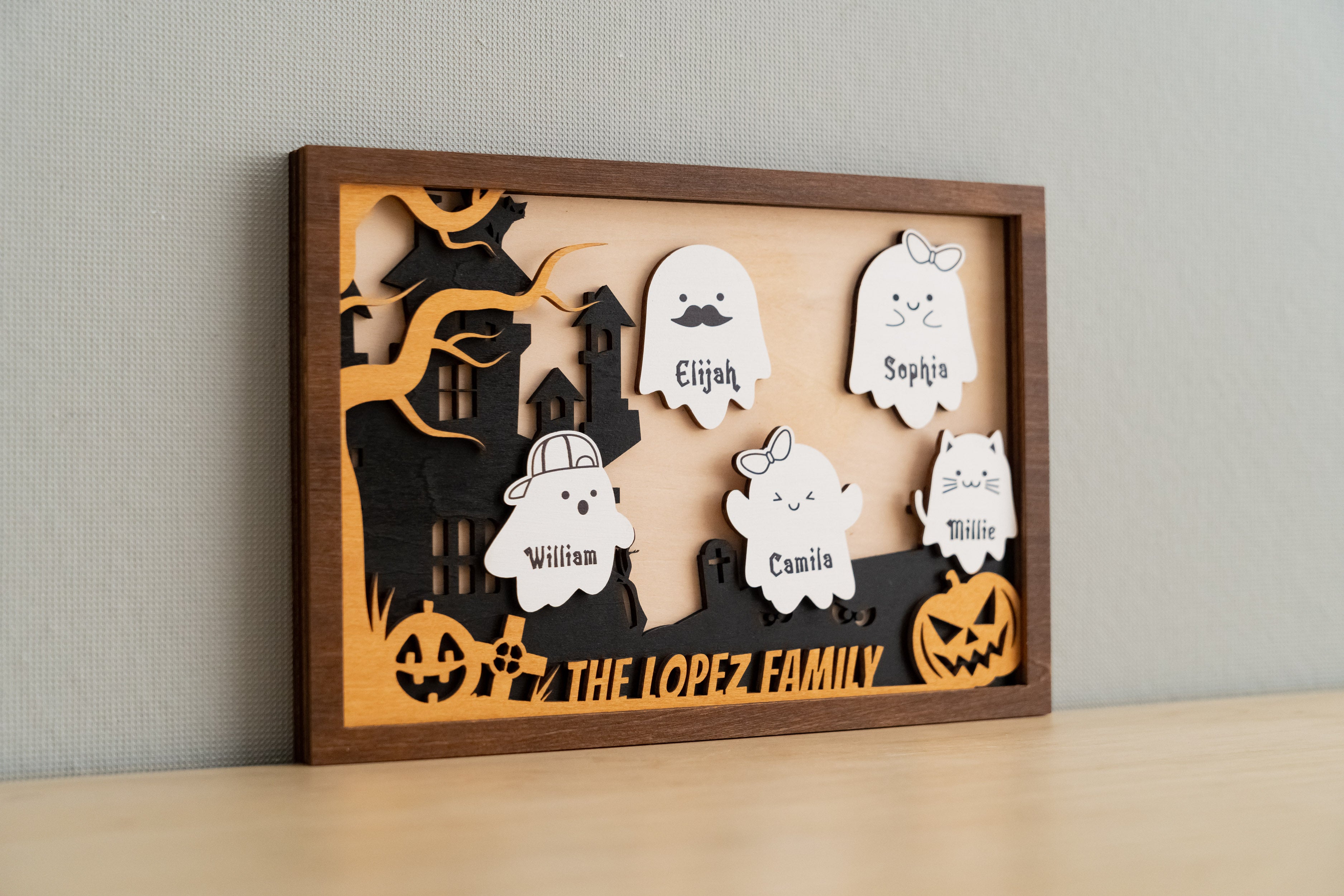 Customized Wooden Halloween Table Accent for a Spooky Celebration