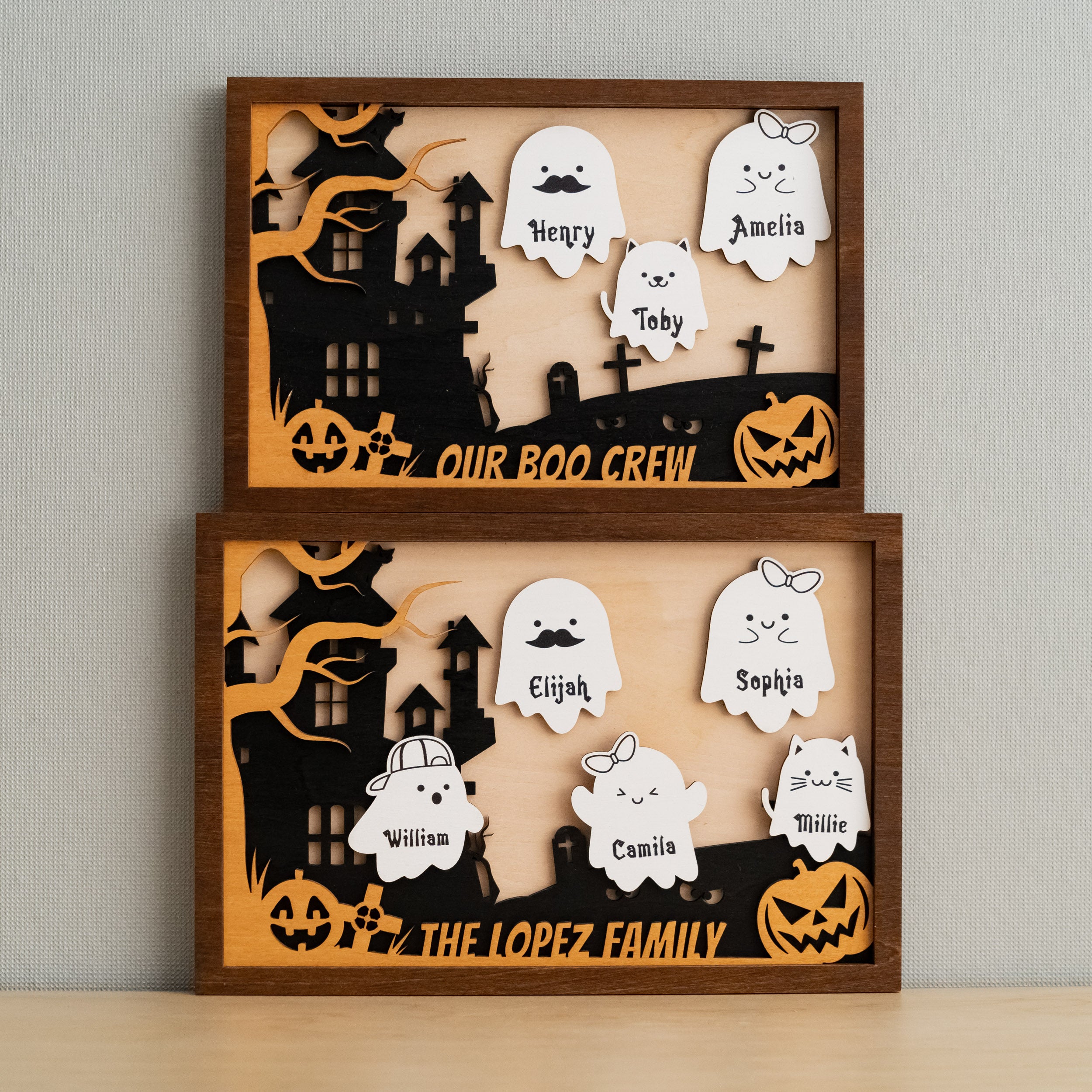 Personalized Wooden Halloween Table Decoration for a Spooky Touch