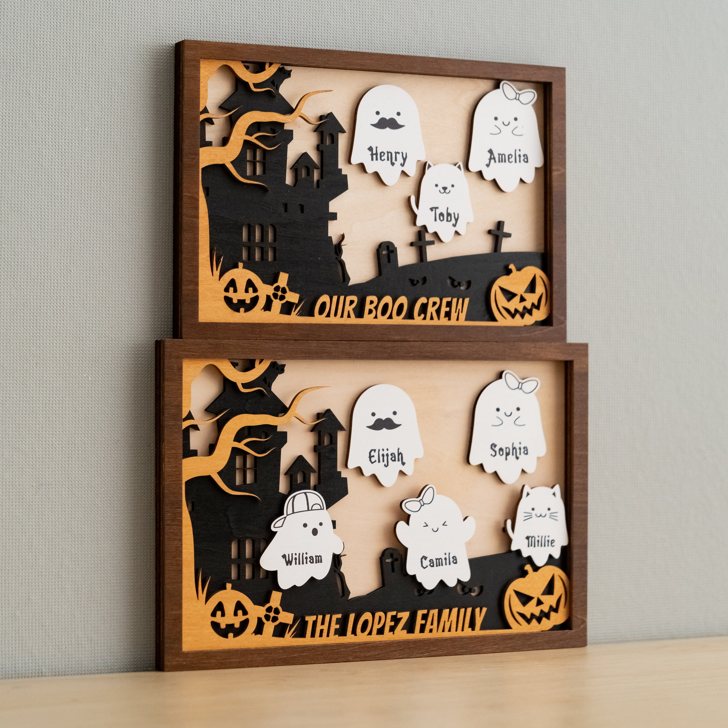 Customized Wooden Halloween Table Accent for a Spooky Celebration