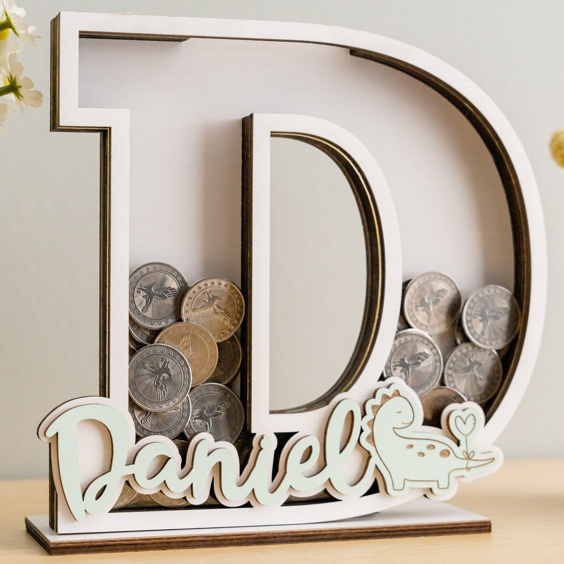 Custom Letter Piggy Bank for Kids Room or Gift Use