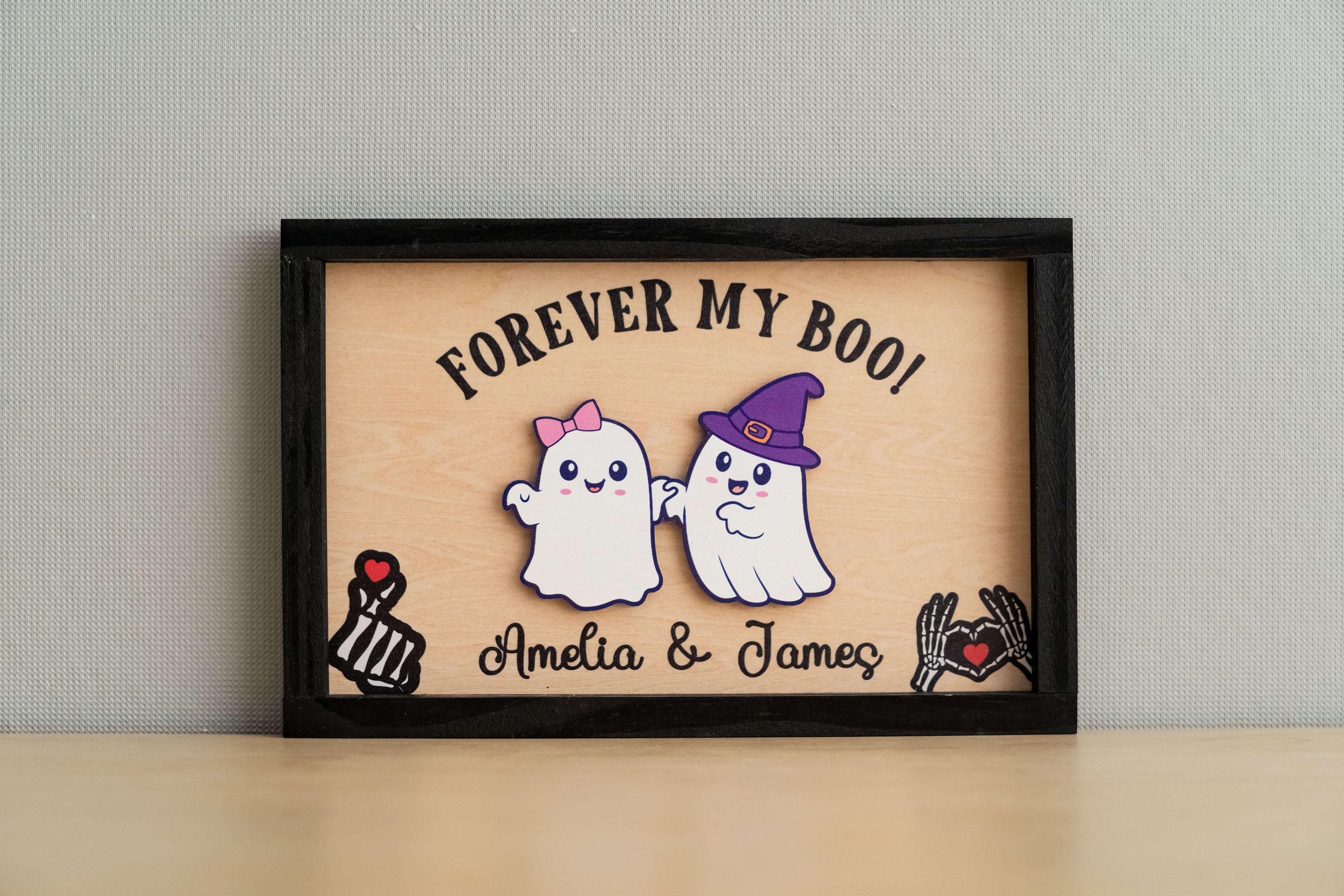 Custom Wooden Couple Halloween Table Decoration for Spooky Love