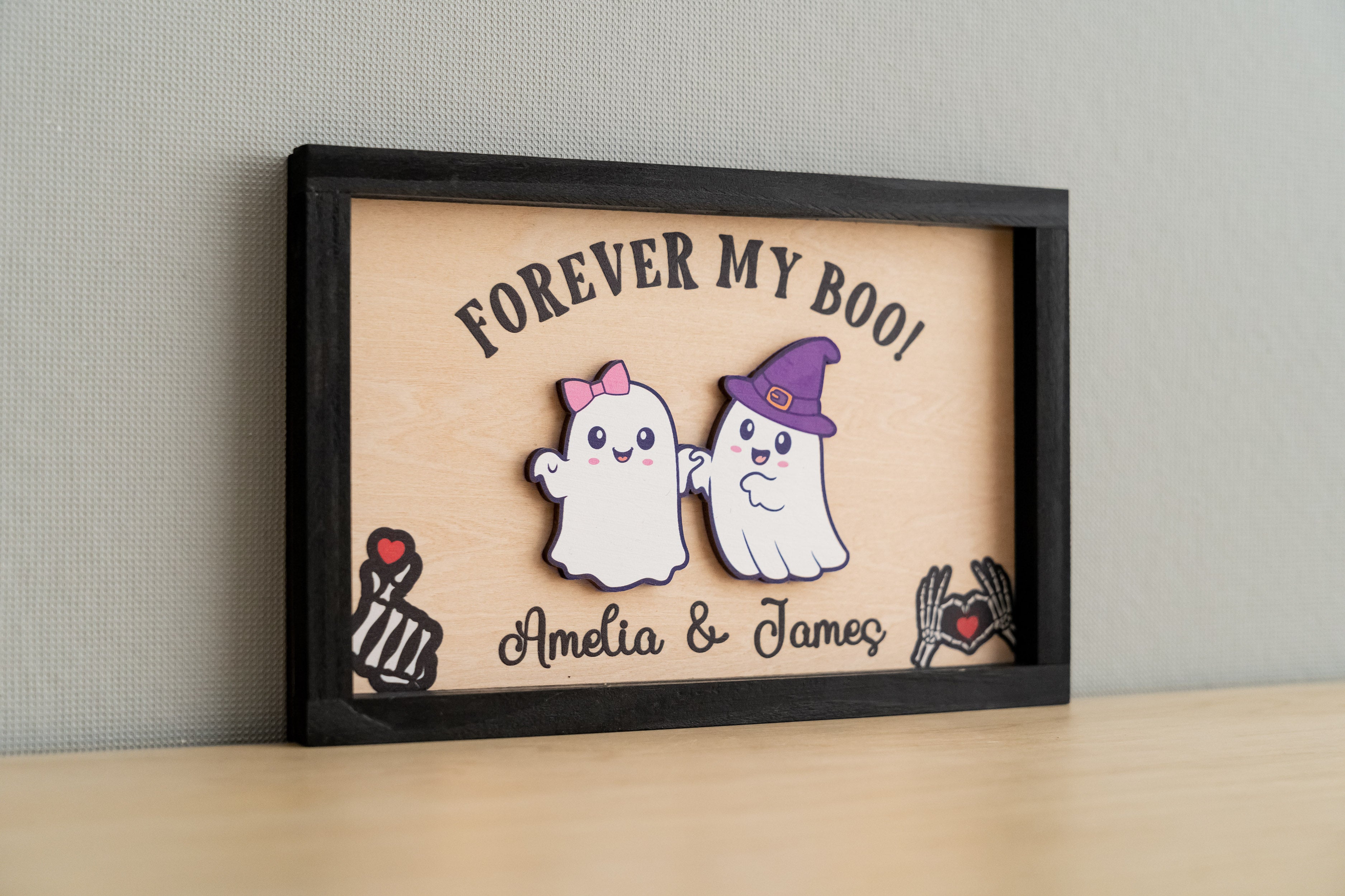 Custom Wooden Couple Halloween Table Decoration for Spooky Love