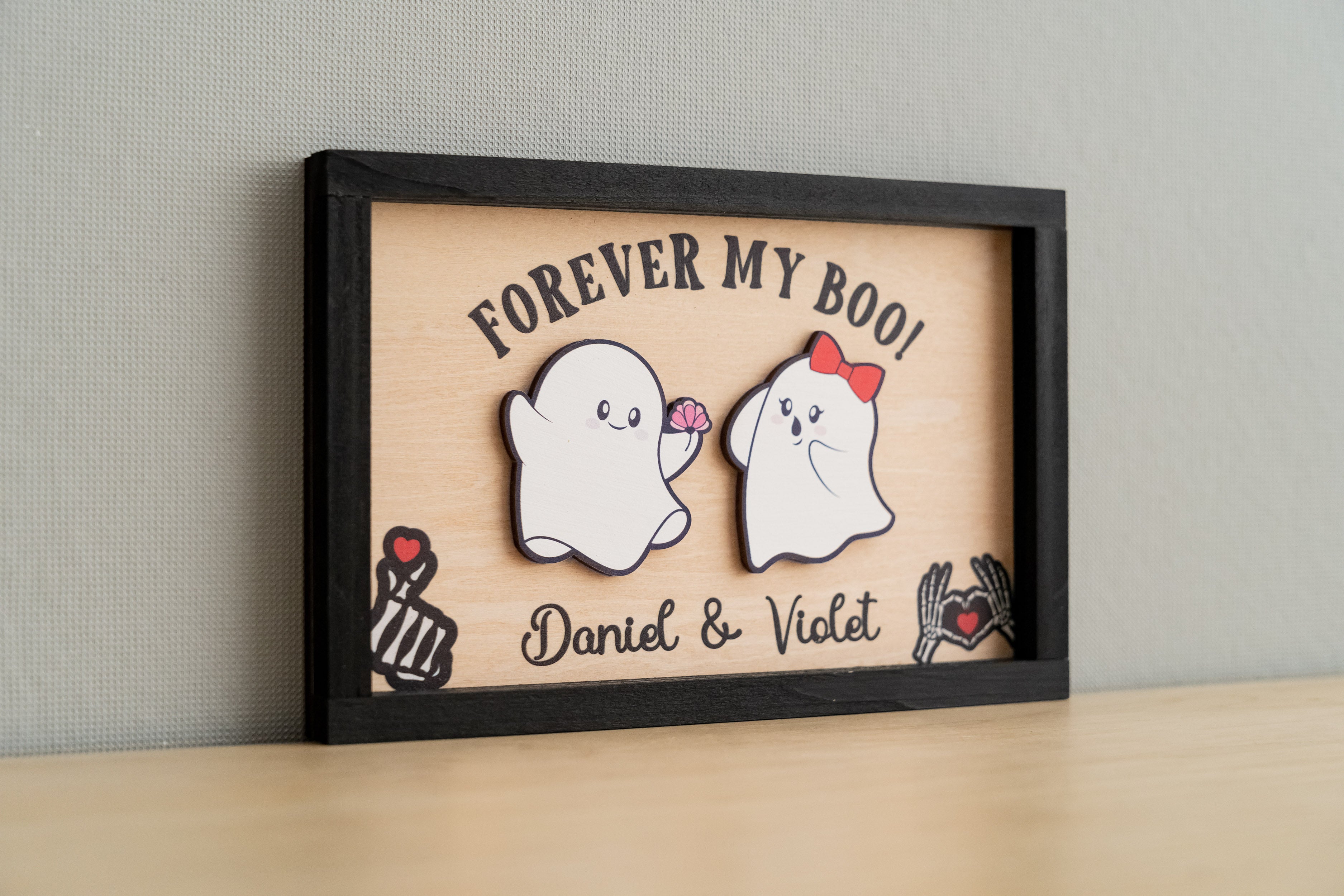 Custom Wooden Couple Halloween Table Decoration for a Spooky Romance