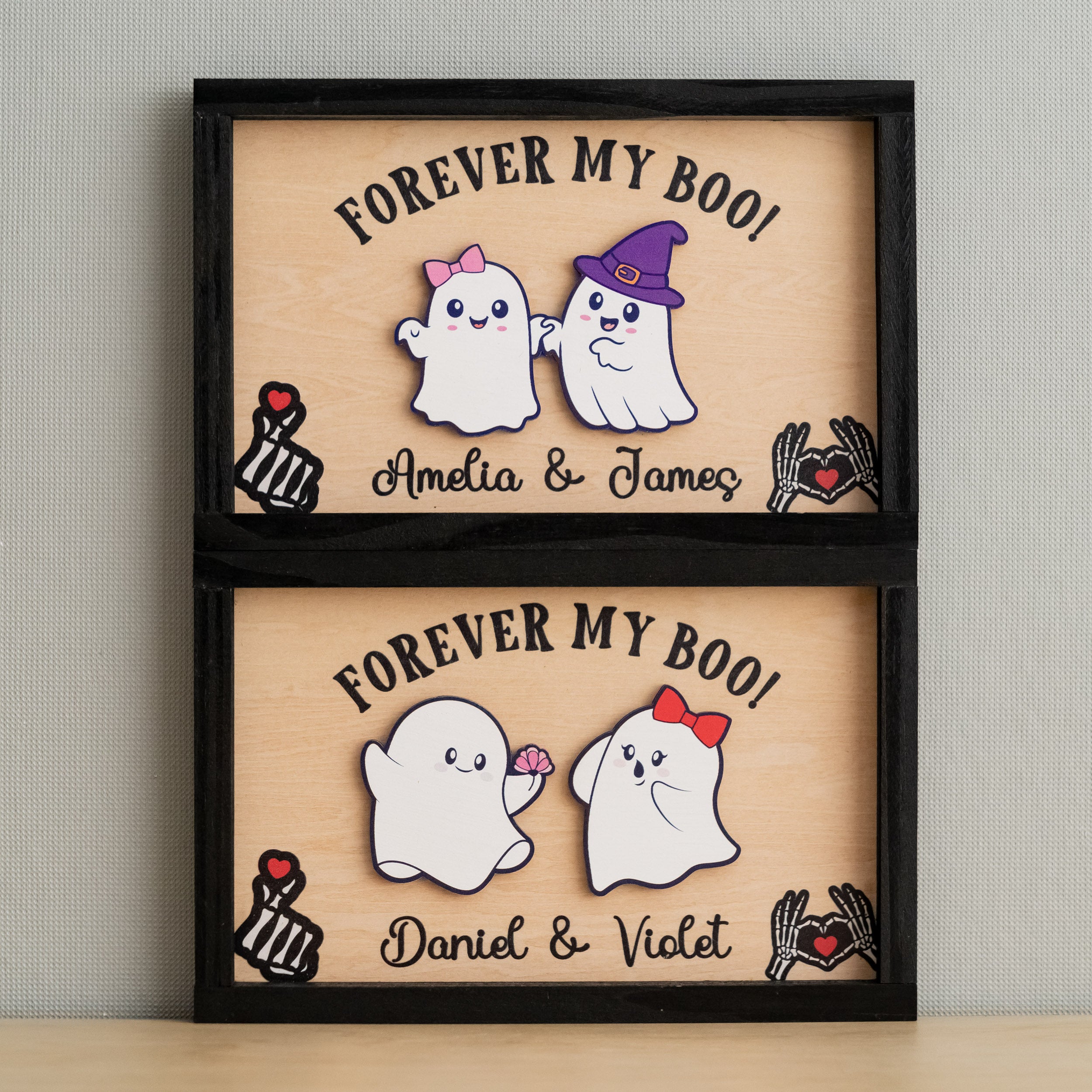 Custom Wooden Couple Halloween Table Decoration for Spooky Love