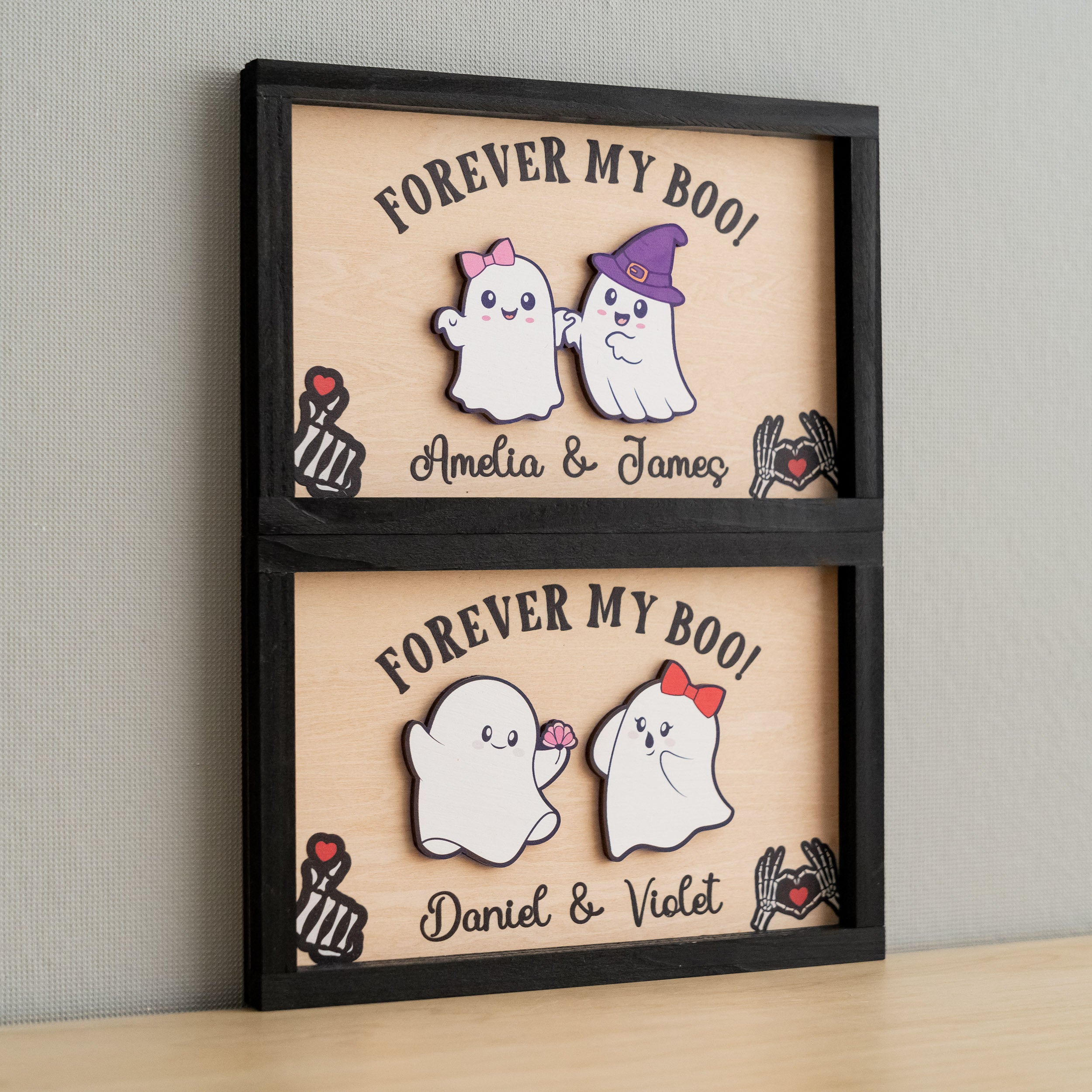 Custom Wooden Couple Halloween Table Decoration for Spooky Love