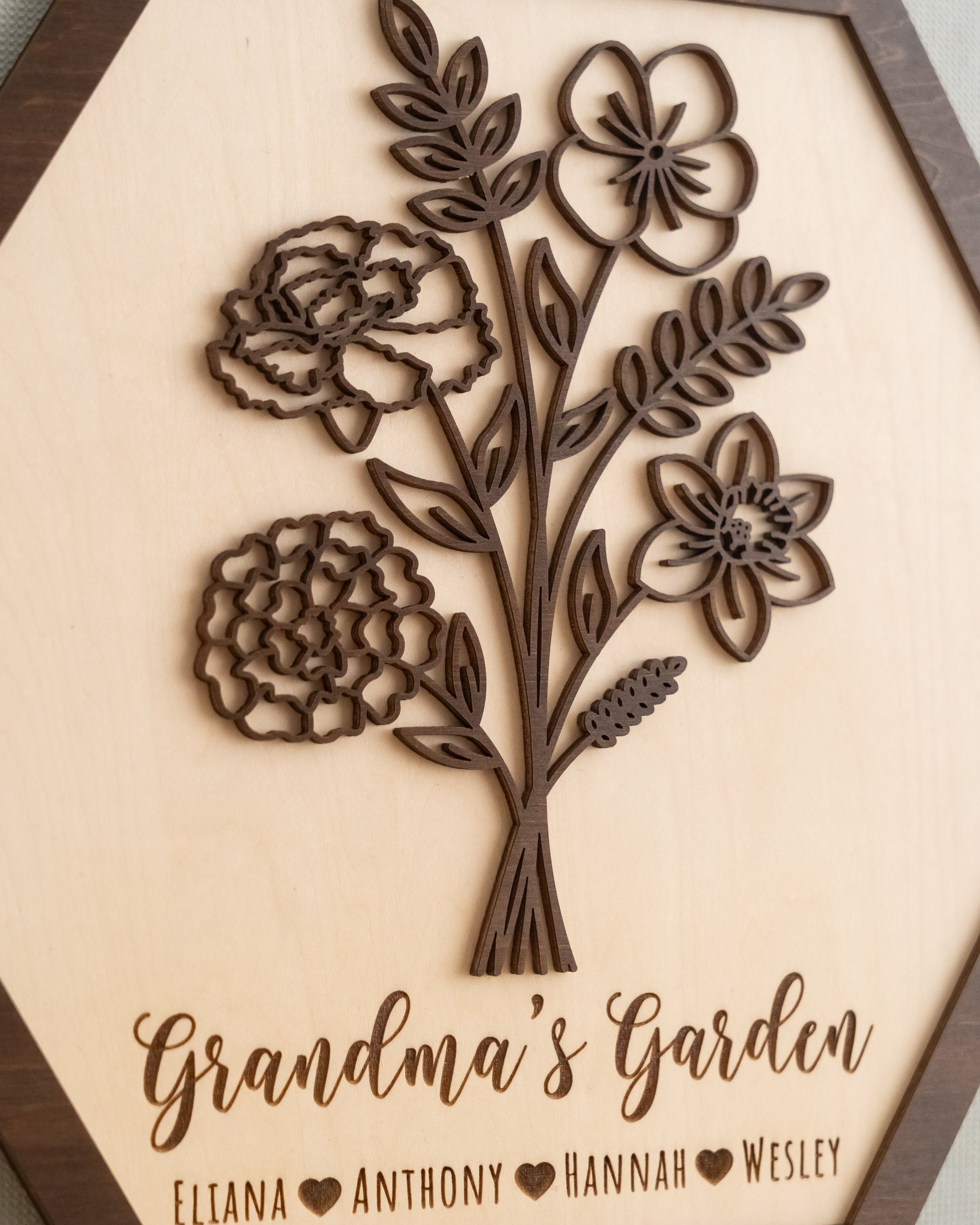 Personalized Wooden Family Garden Sign and Gift for Mom J34