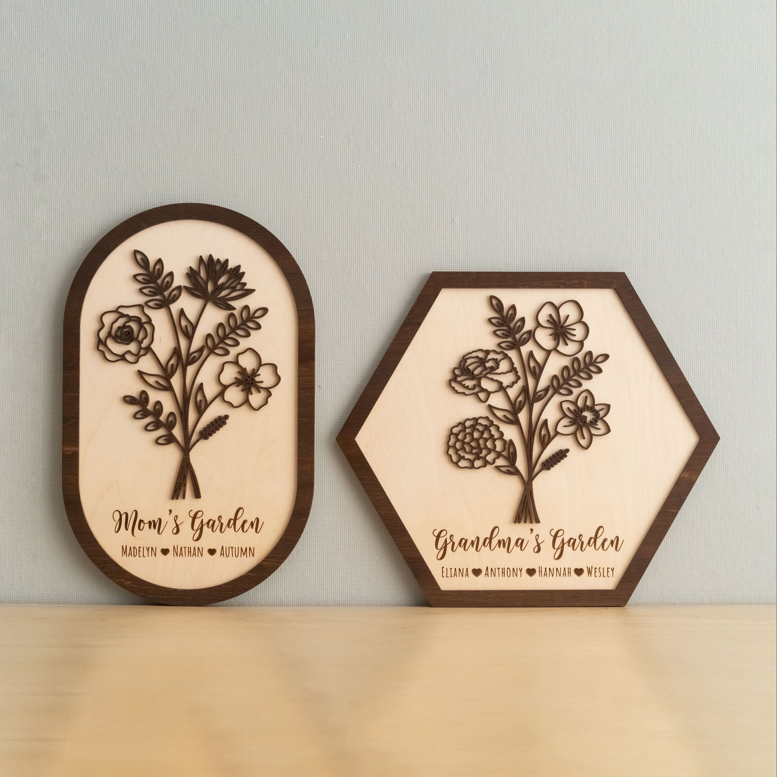 Personalized Wooden Family Garden Sign and Gift for Mom J34