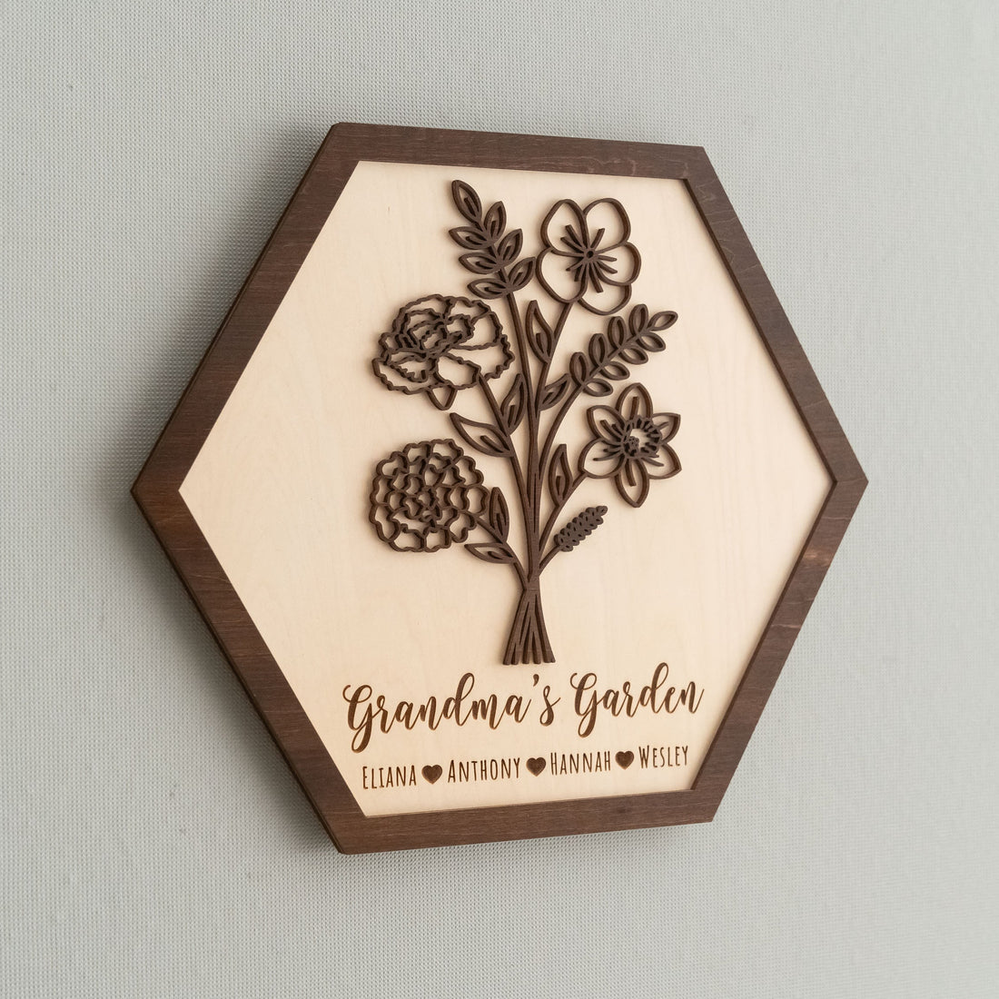 Personalized Wooden Family Garden Sign for Grandma and Family Gift J34