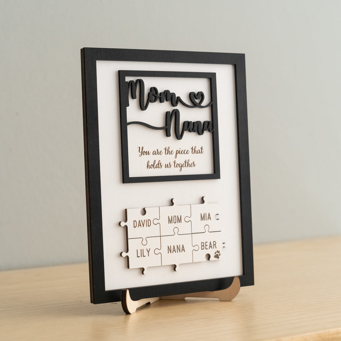 Personalized Wooden Puzzle Frame for Mom Wooden Decor Gift for Mom and Puzzle Piece Decor Y36