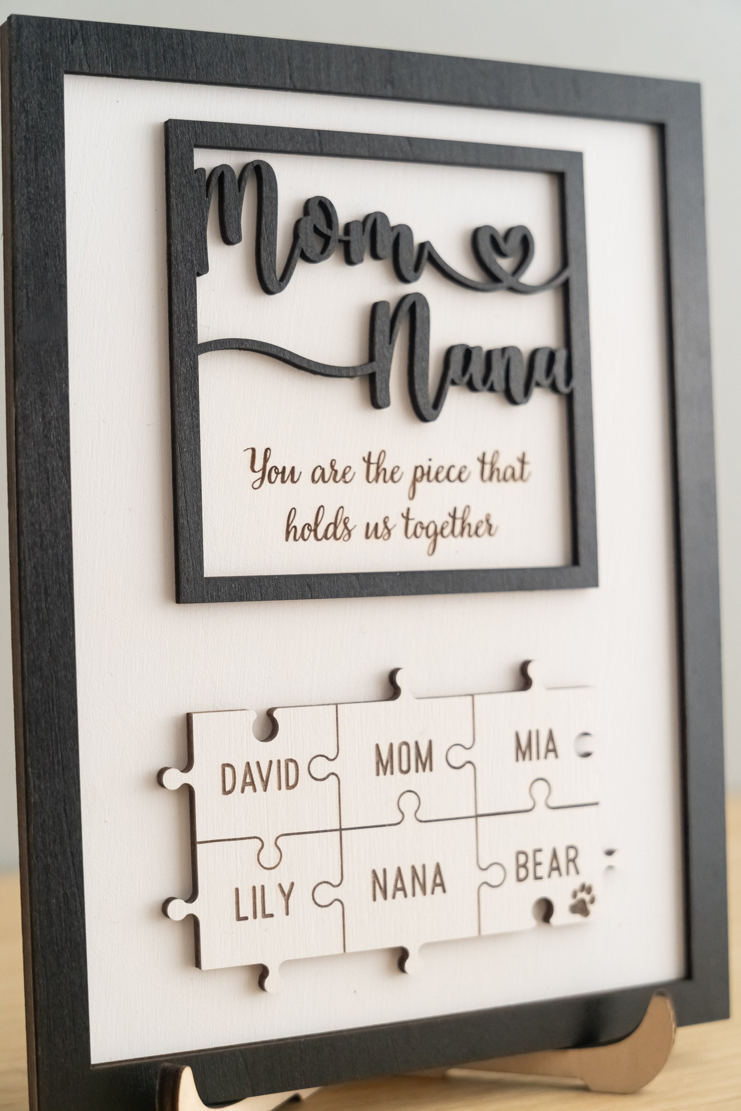 Personalized Wooden Puzzle Frame for Mom Wooden Decor Gift for Mom and Puzzle Piece Decor Y36