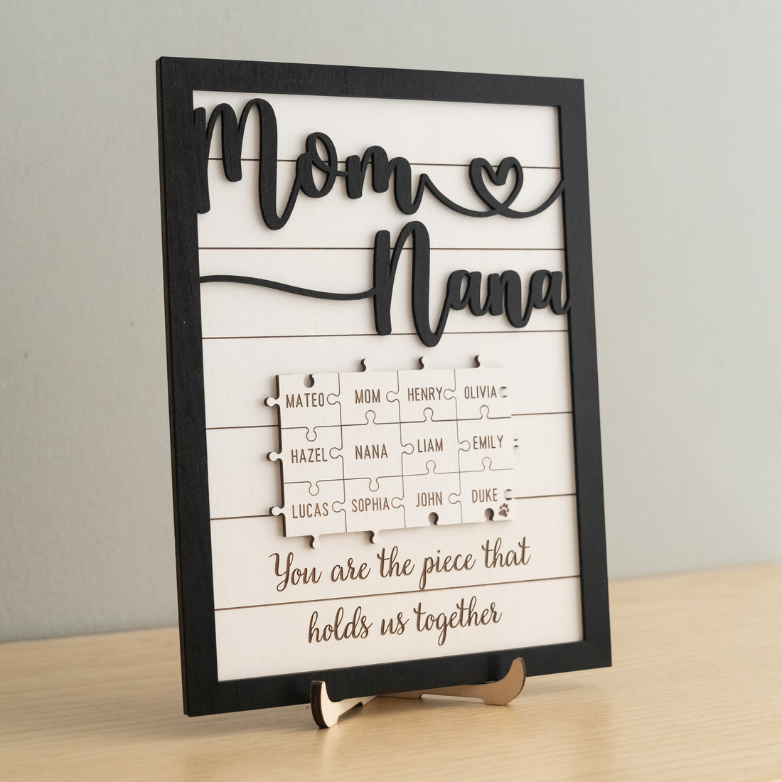 Personalized Wooden Puzzle Frame for Mom Wood Gift for Grandma and Personalized Puzzle Frame Y36