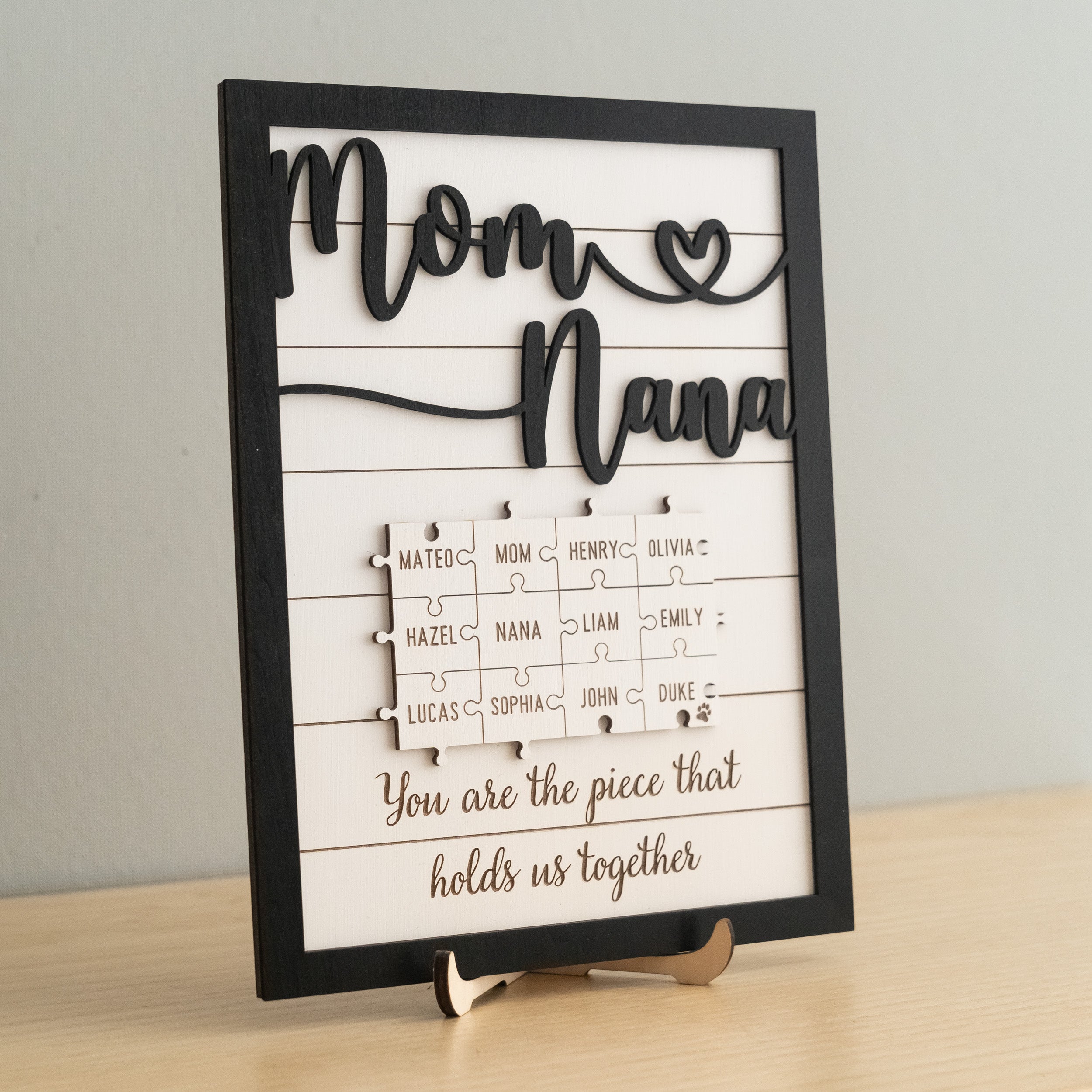 Personalized Wooden Puzzle Frame for Mom Wood Gift for Grandma and Personalized Puzzle Frame Y36
