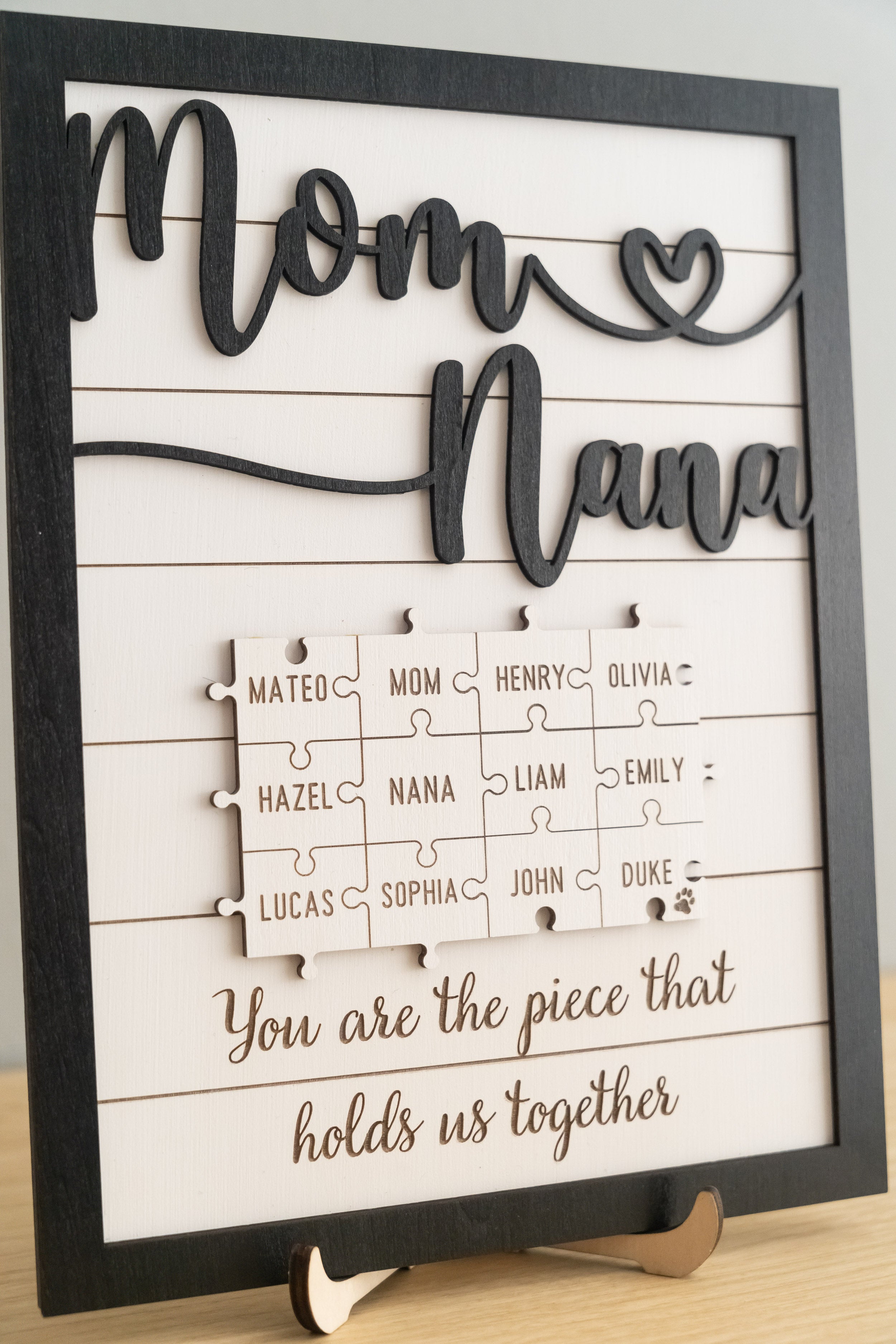 Personalized Wooden Puzzle Frame for Mom Wood Gift for Grandma and Personalized Puzzle Frame Y36
