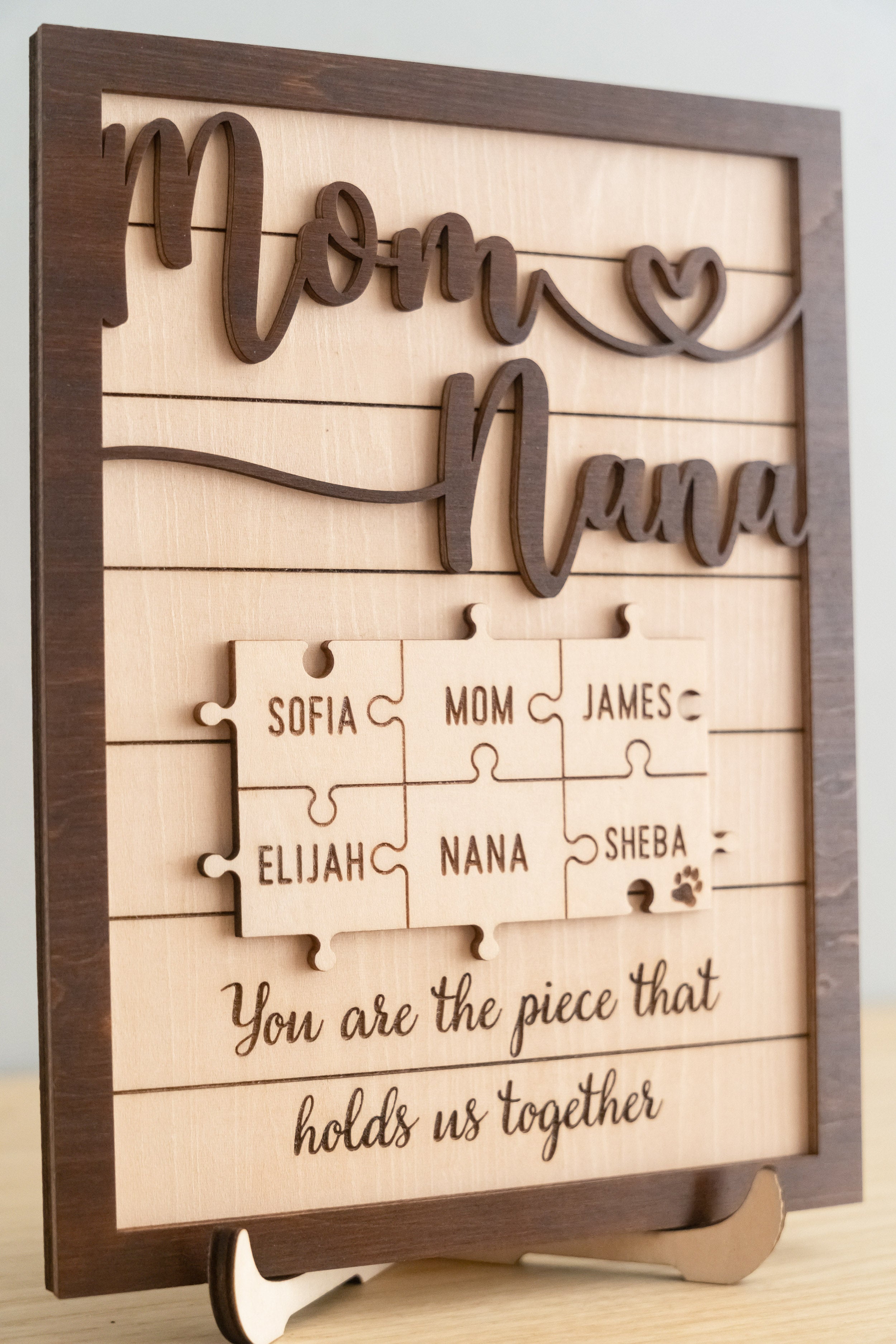 Personalized Wooden Puzzle Frame for Mom Gift for Mom and Family Puzzle Decor Y35