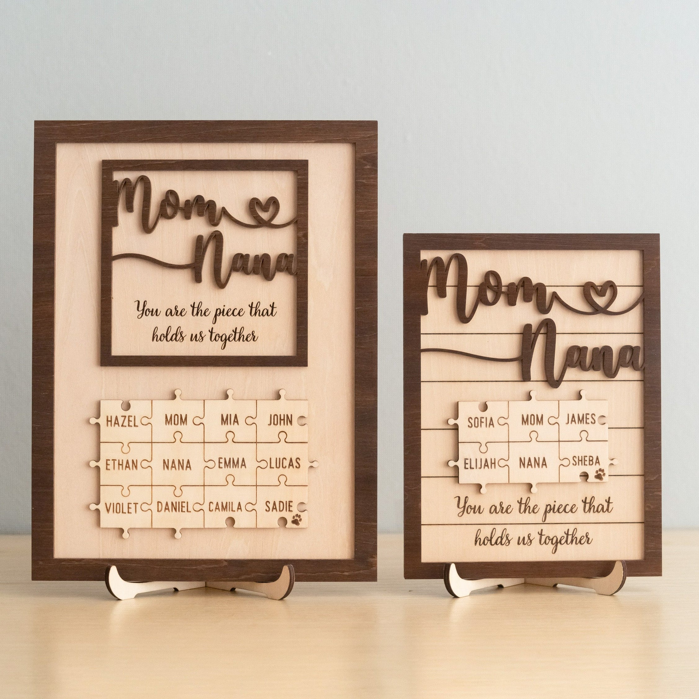Personalized Wooden Puzzle Frame for Mom Gift for Mom and Family Puzzle Decor Y35
