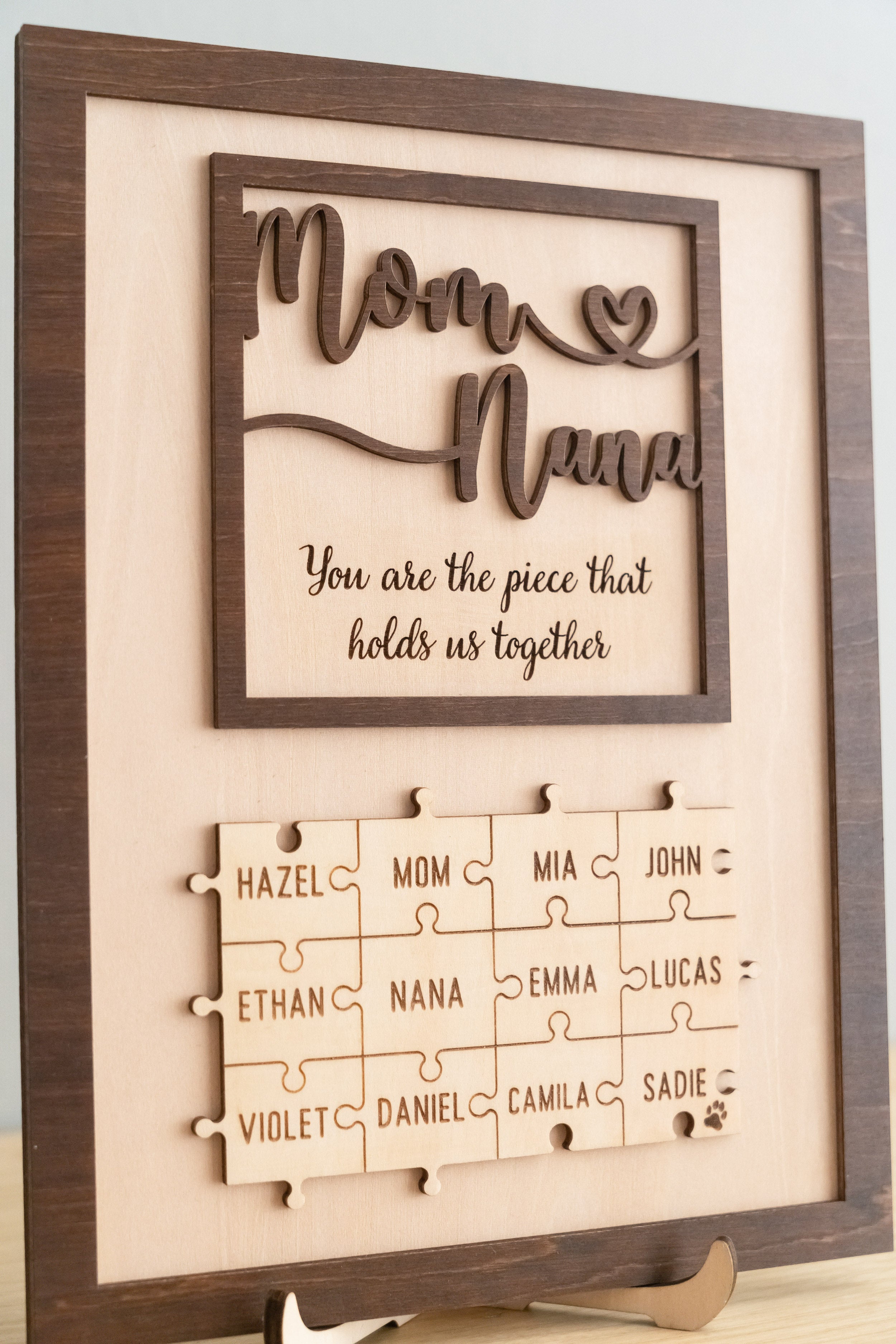 Personalized Wooden Puzzle Frame for Mom Mothers Day Gift and Table Decor Y35