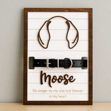 Dog Ear Drawing Framed Wood Sign for Dog Memorial Gift R17