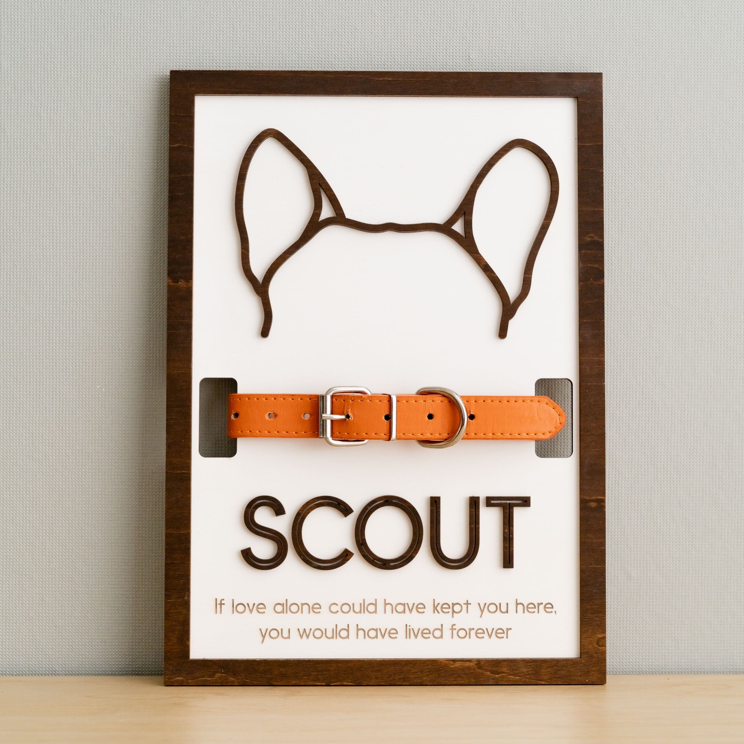 Dog Ear Drawing Framed Wood Sign for Pet Memorial Gift R17