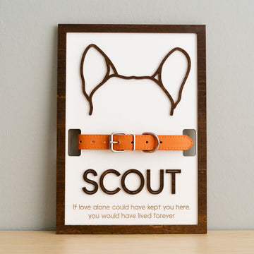 Dog Ear Drawing Framed Wood Sign for Pet Memorial Gift R17