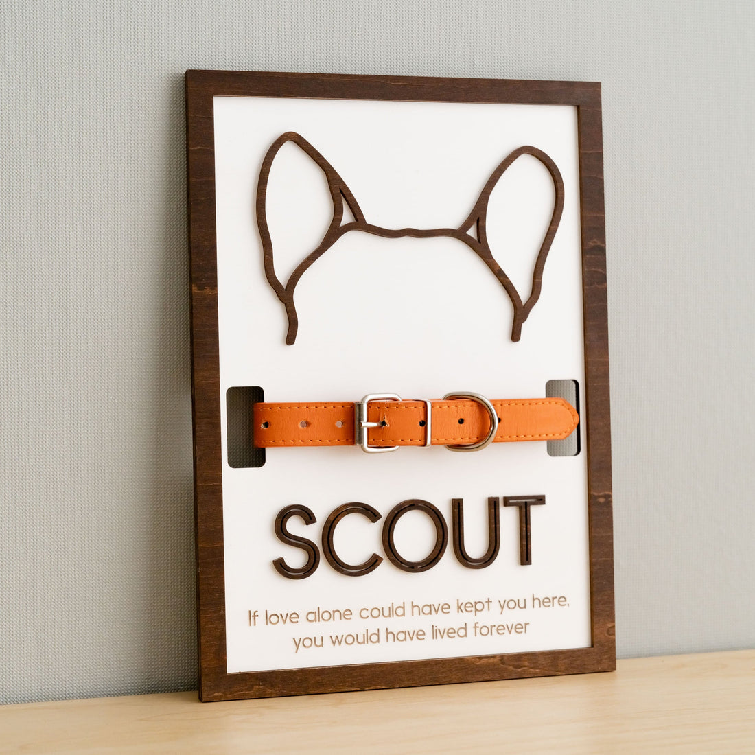 Dog Ear Drawing Framed Wood Sign for Pet Memorial Gift R17