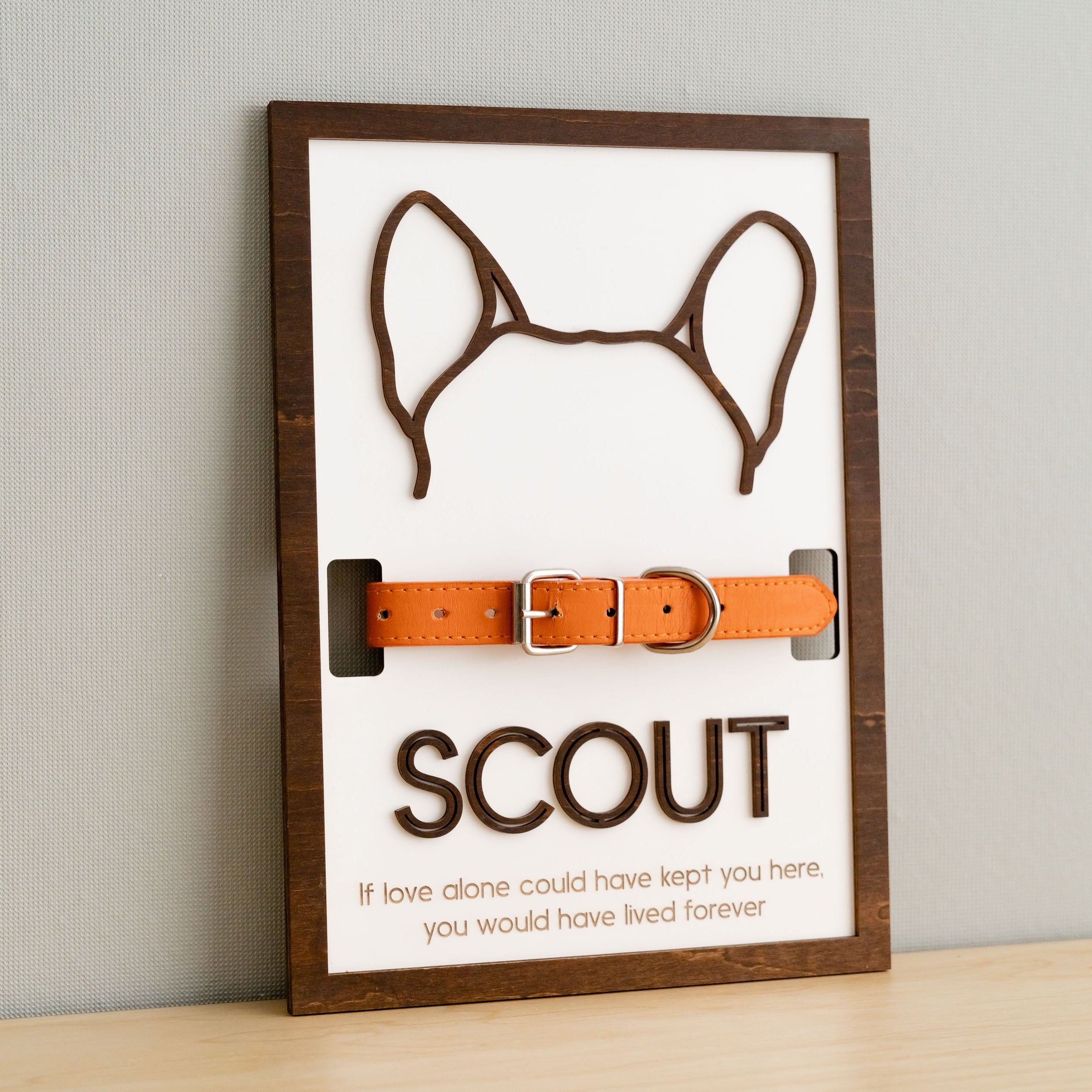 Dog Ear Drawing Framed Wood Sign for Pet Memorial Gift R17