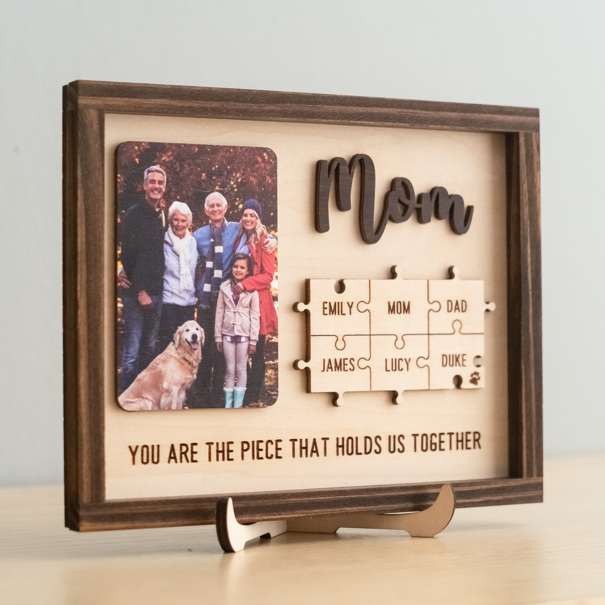 Custom Wooden Puzzle Frame for Mom Personalized Family Keepsake Gift Y37