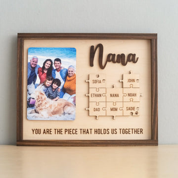 Wooden Puzzle Frame for Mom Gift for Mothers Day and Personalized Family Decor Y37
