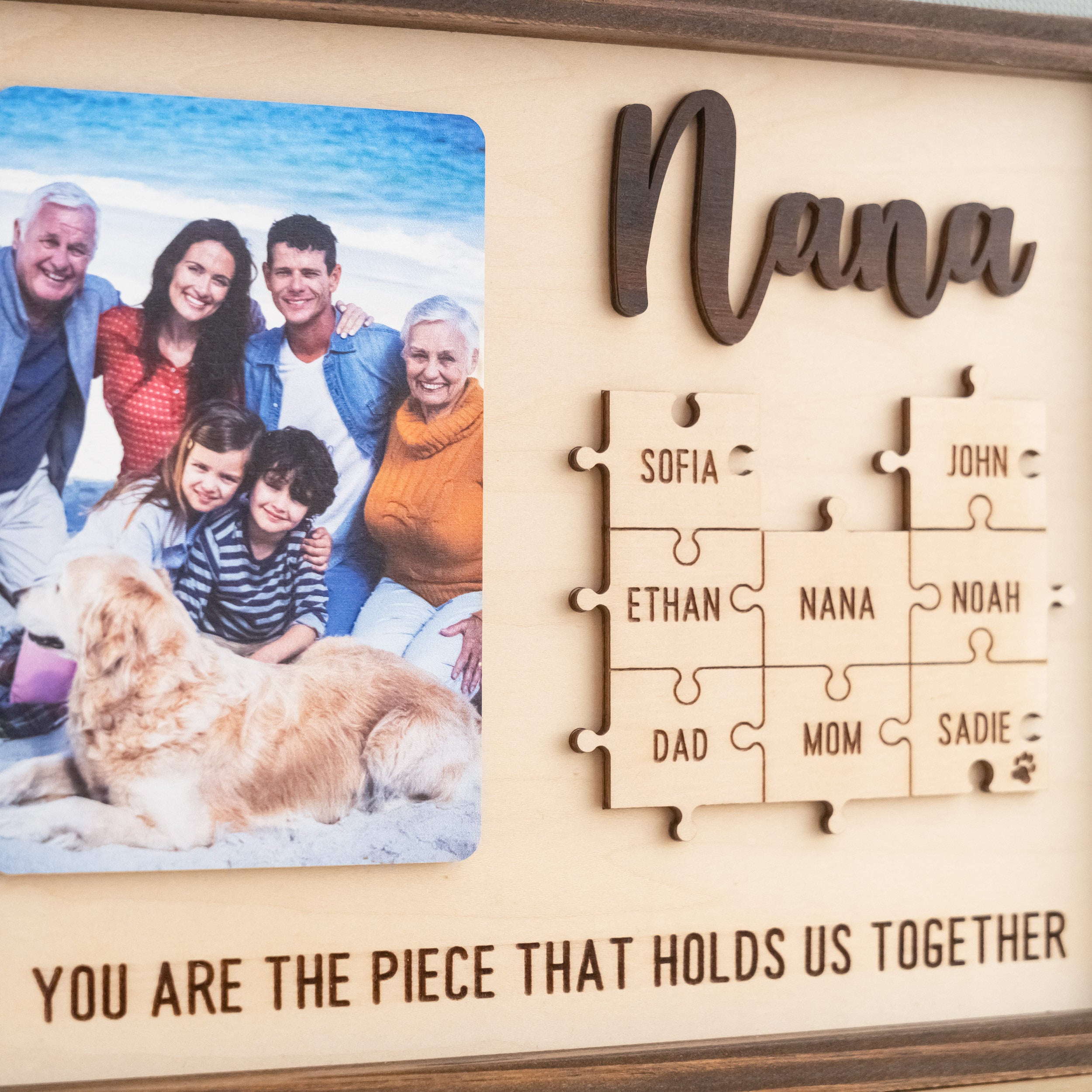 Wooden Puzzle Frame for Mom Gift for Mothers Day and Personalized Family Decor Y37