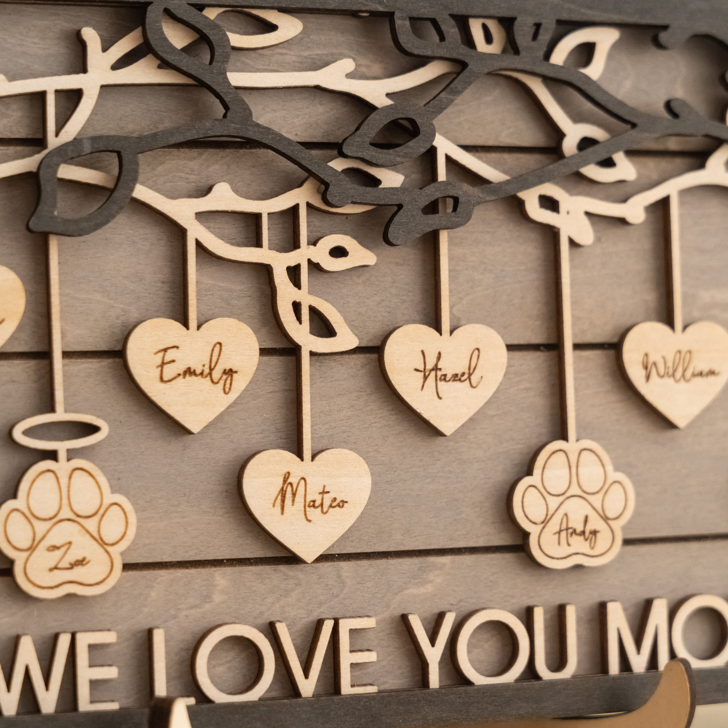 Personalized Family Tree Wood Decor for wooden family sign E24