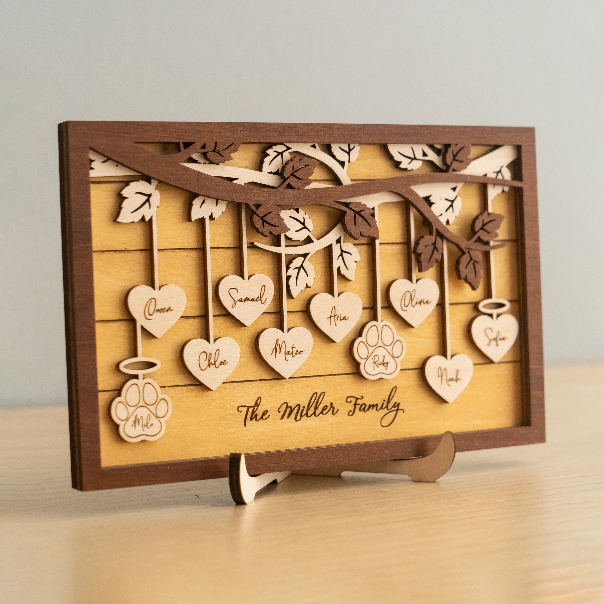 Family Tree Wooden Plaque Family Name Sign for Wooden Decor E25