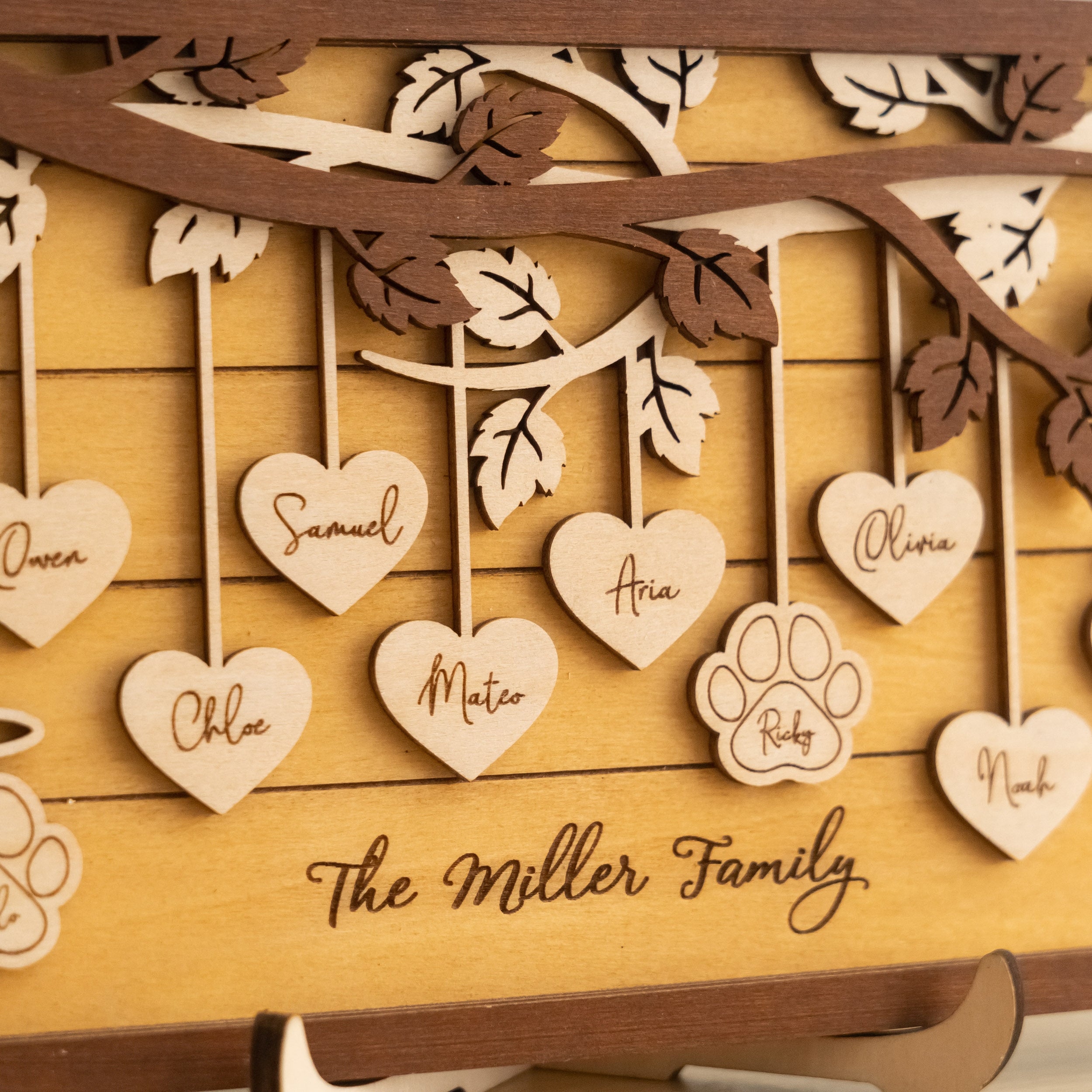 Family Tree Wooden Plaque Family Name Sign for Wooden Decor E25