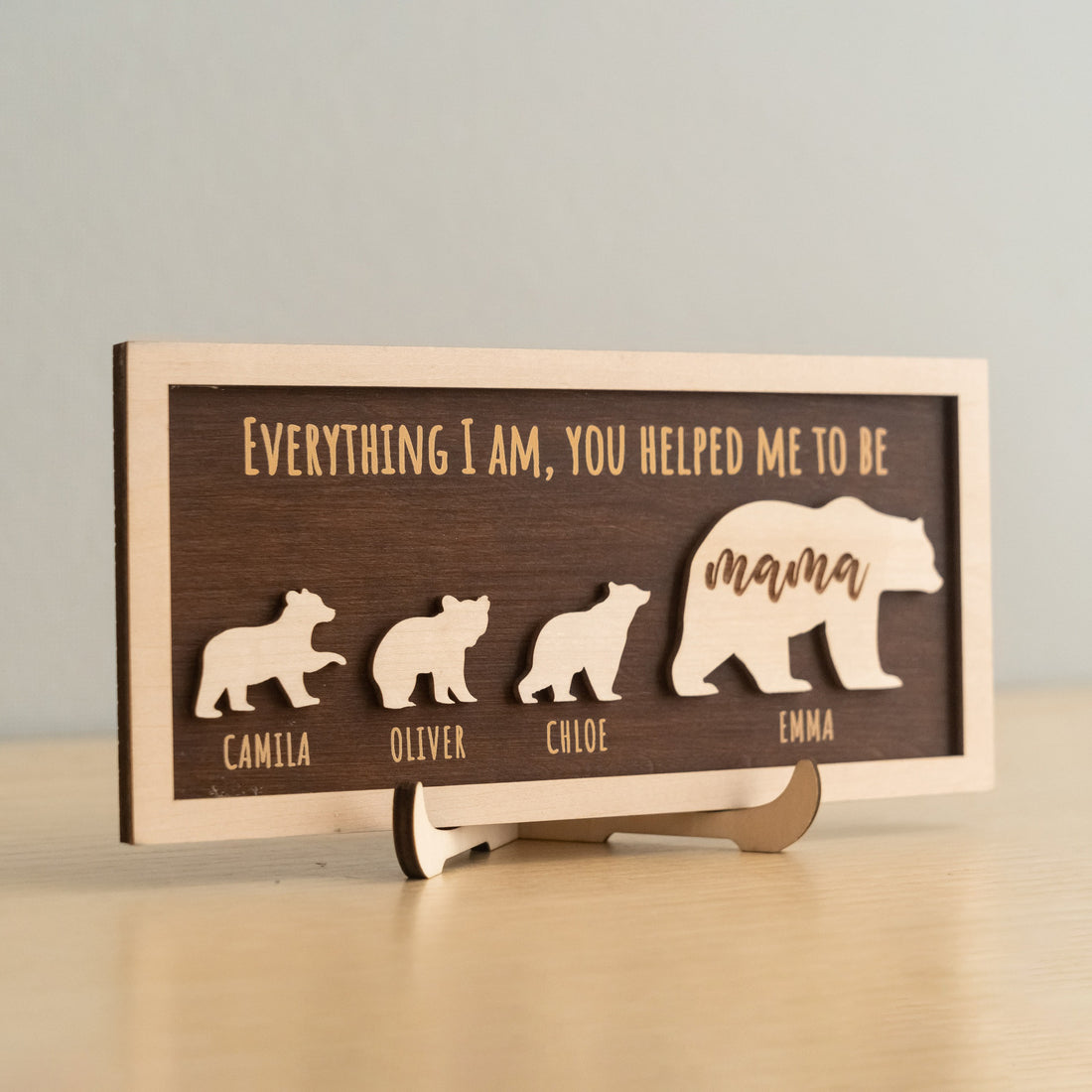 Personalized Mama Bear Wood Sign gift for grandma and family keepsake Y38