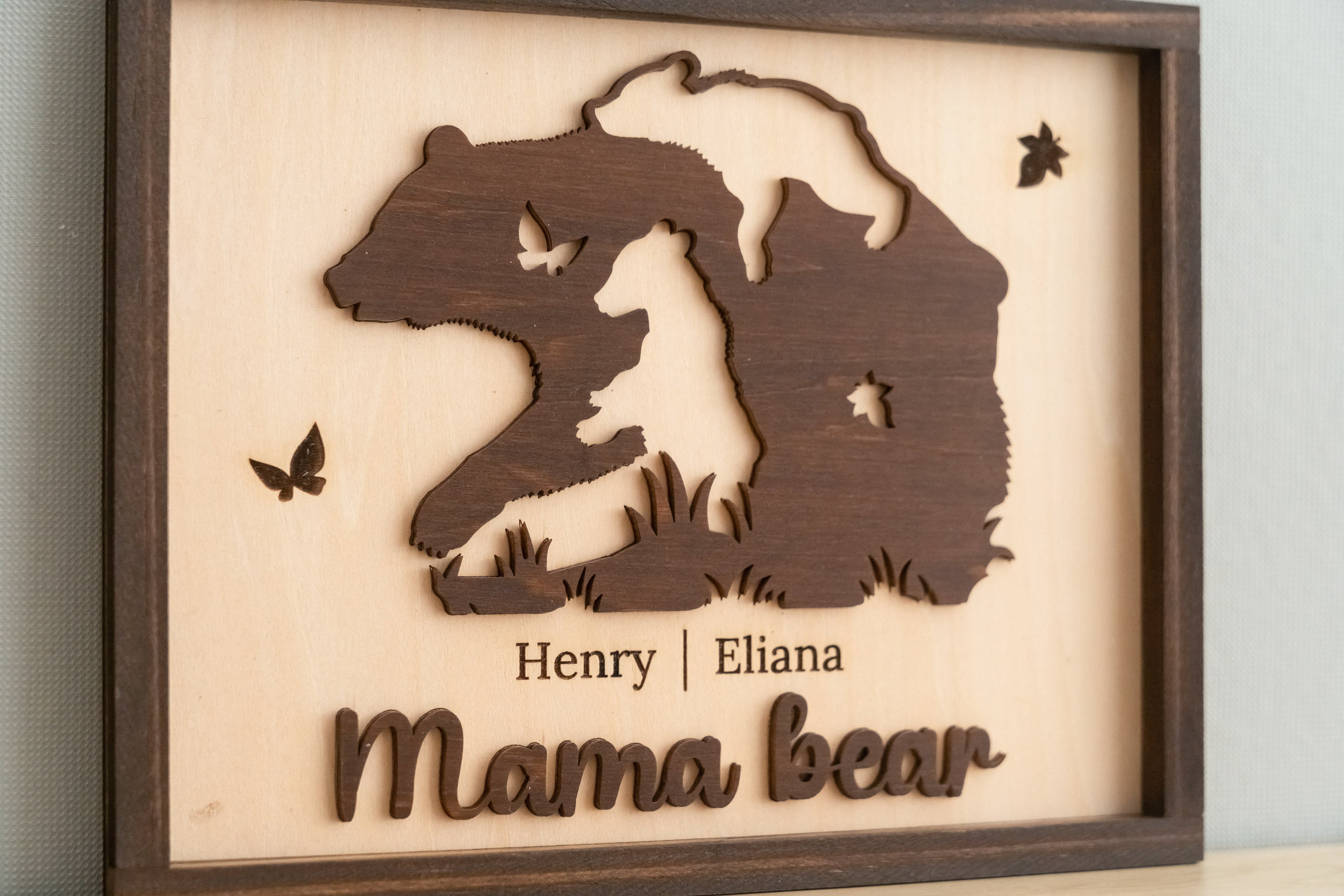 Mama Bear Family Wooden Sign Gift for Mom and Family Decor Y39