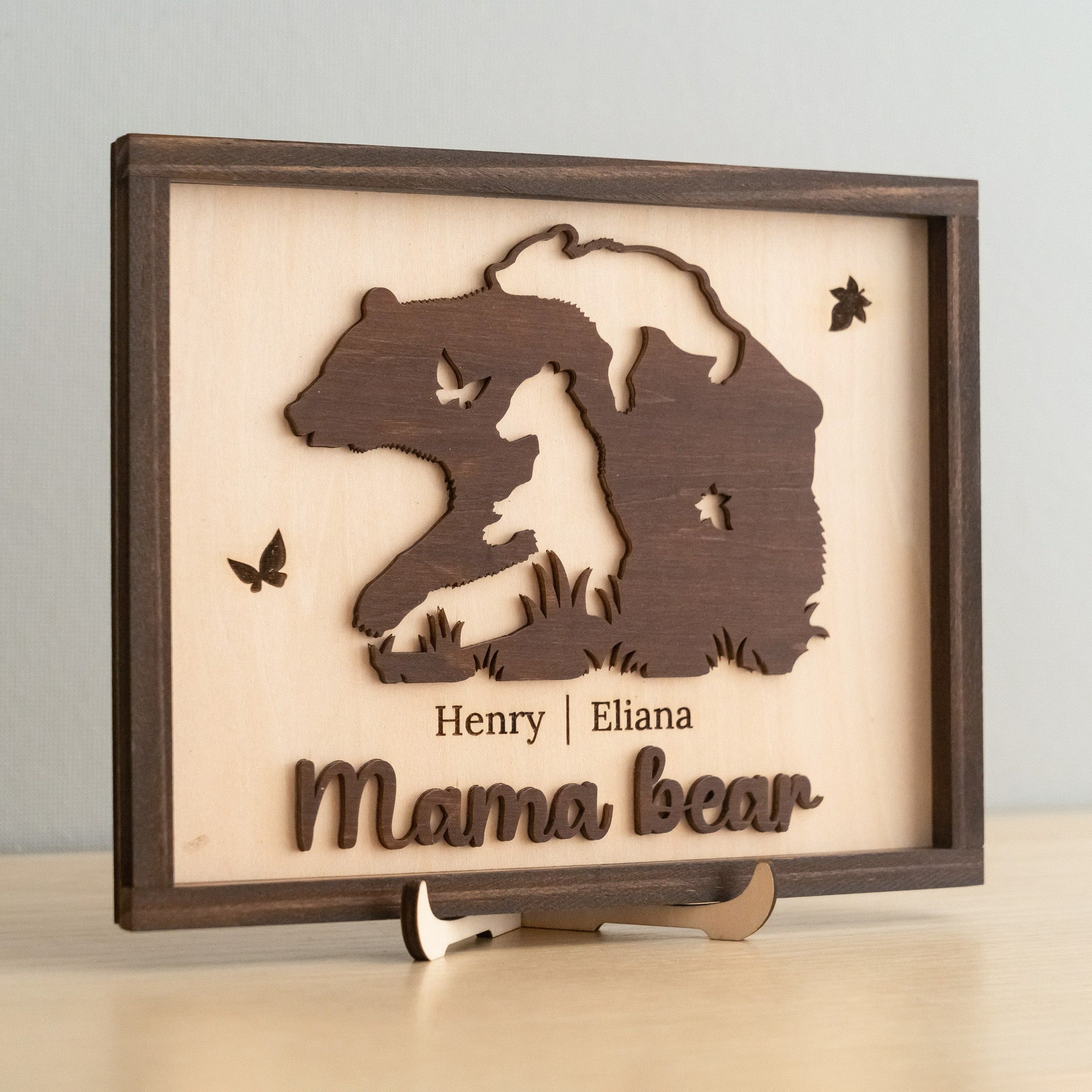 Mama Bear Family Wooden Sign Gift for Mom and Family Decor Y39