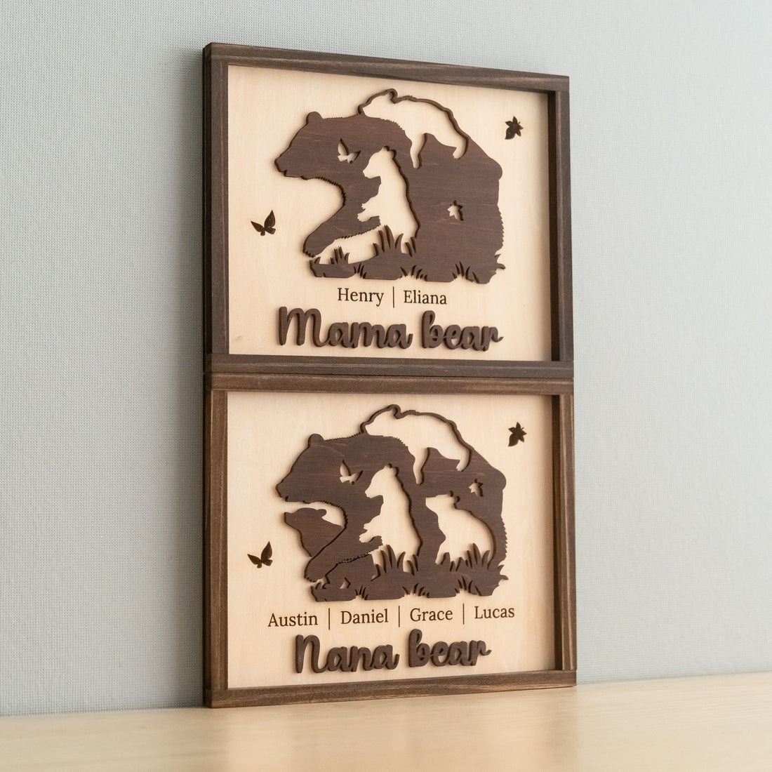 Mama Bear Family Wooden Sign Personalized Family Gift for Mom Y39