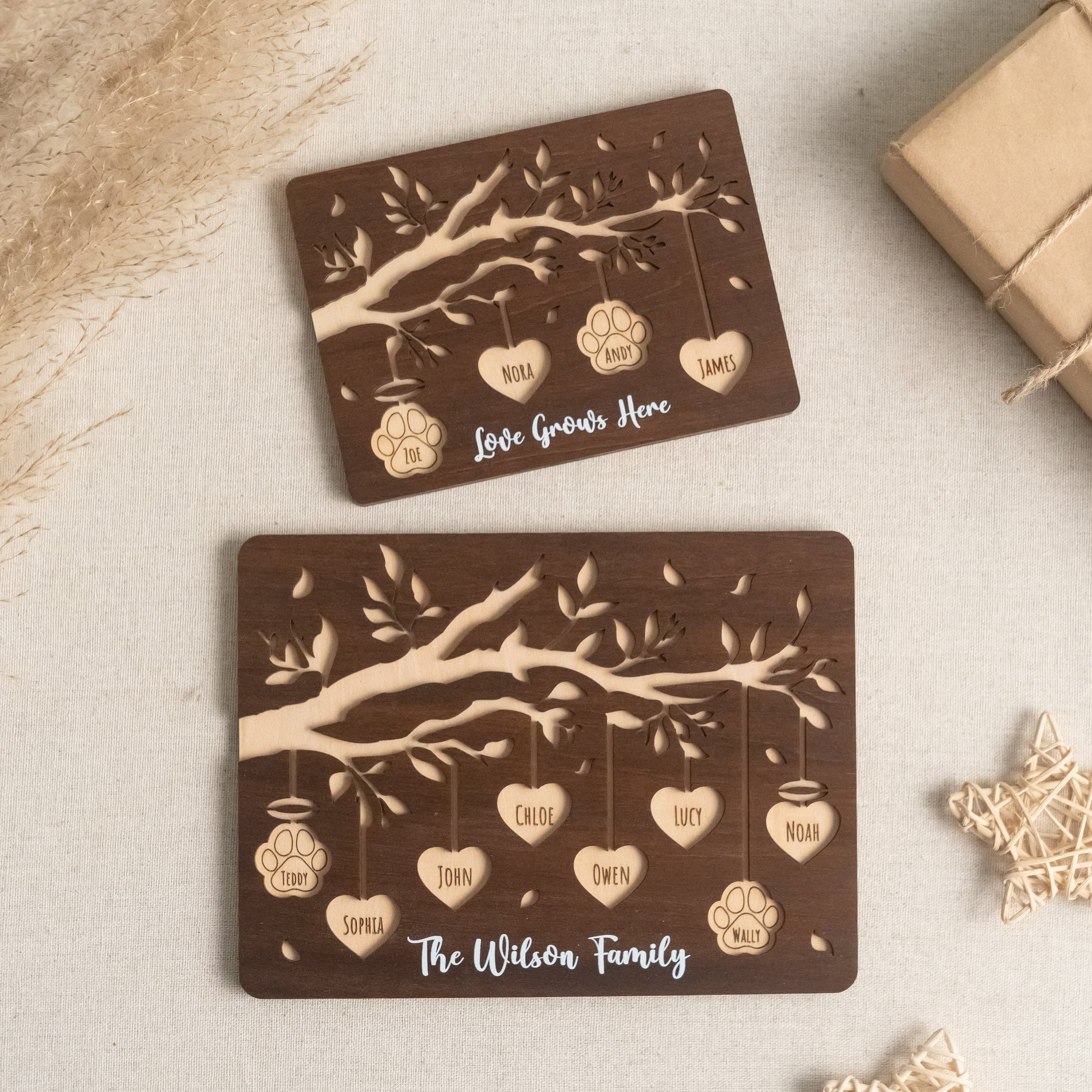 Family Tree Wooden Plaque wood gift for grandma and family name decor Y40