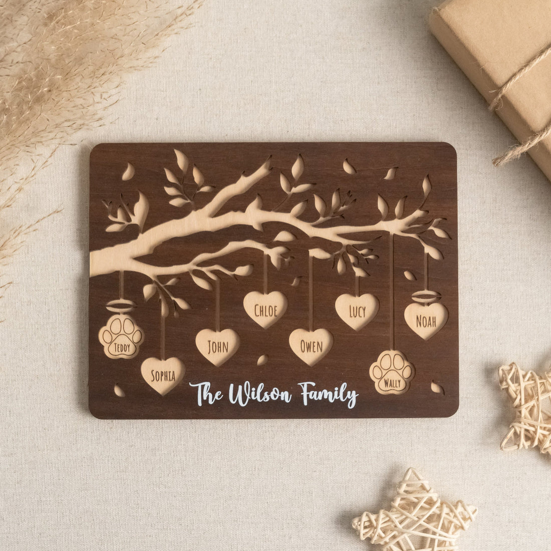 Family Tree Wooden Plaque wood gift for grandma and family name decor Y40