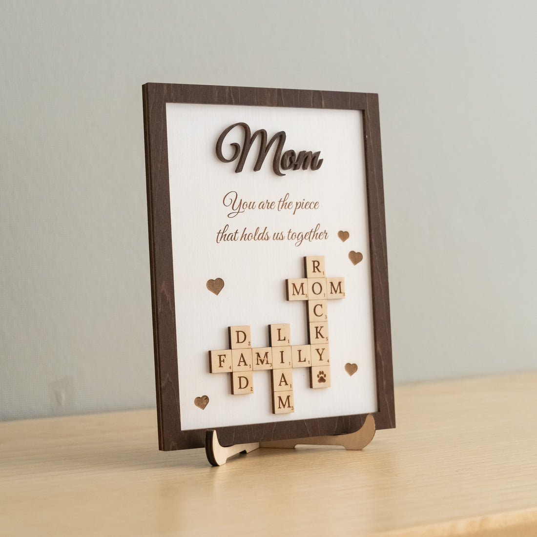 Personalized Wooden Scrabble Family Sign for Mothers Day Gift and Scrabble Family Sign Y43