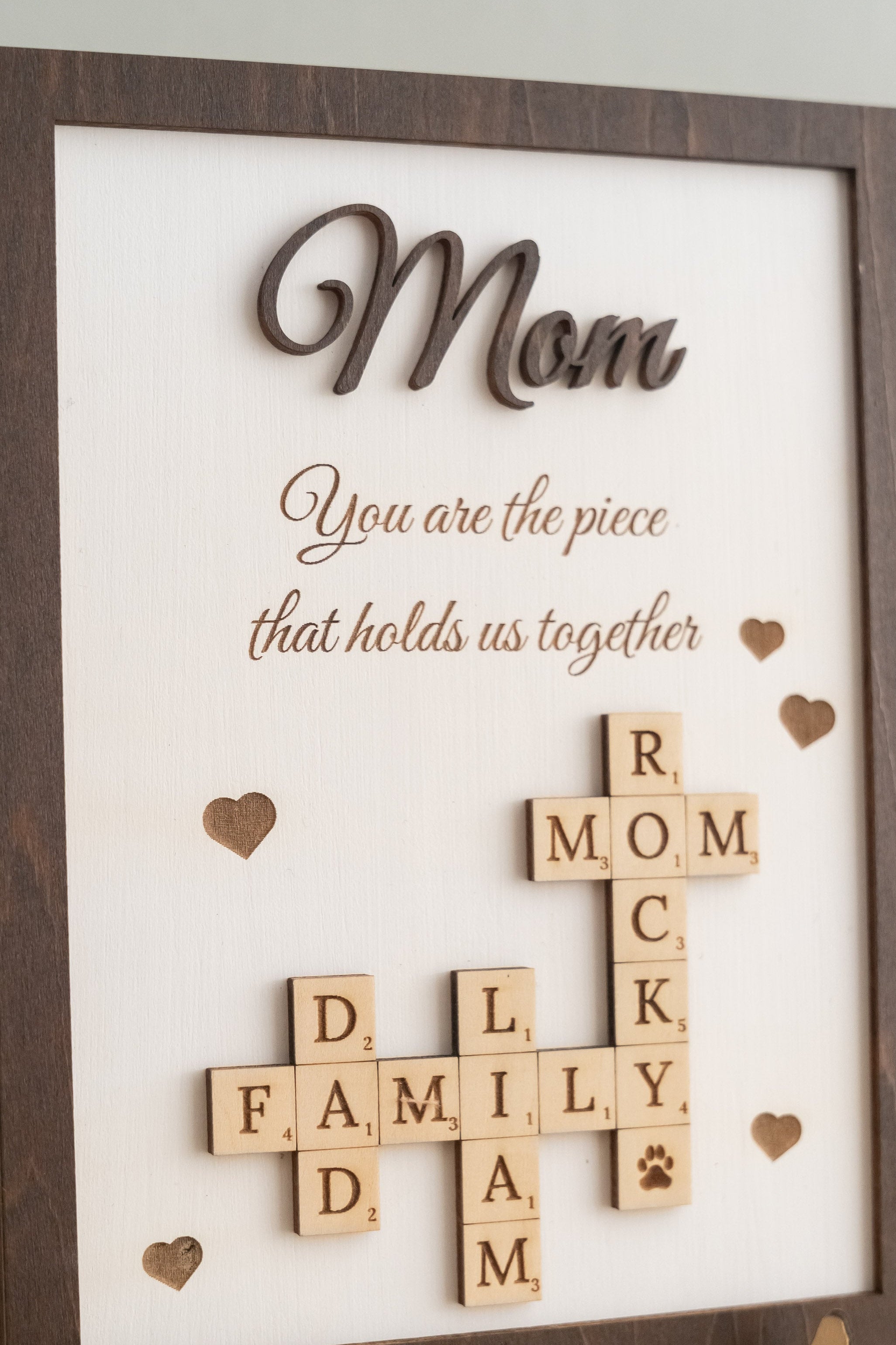 Personalized Wooden Scrabble Family Sign for Mothers Day Gift and Scrabble Family Sign Y43