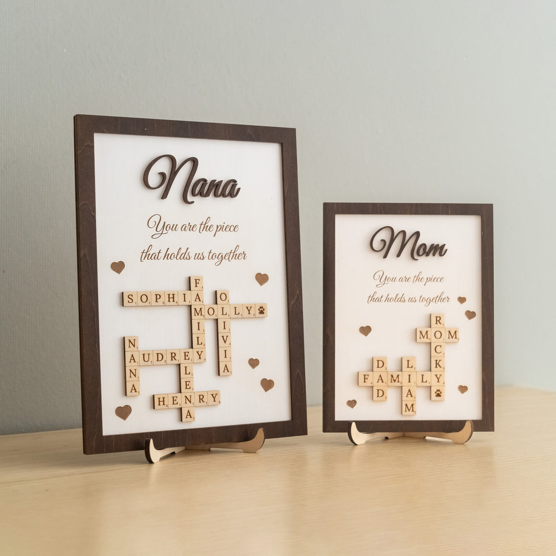Personalized Wooden Scrabble Family Sign for Mothers Day Gift and Wooden Family Sign Y43